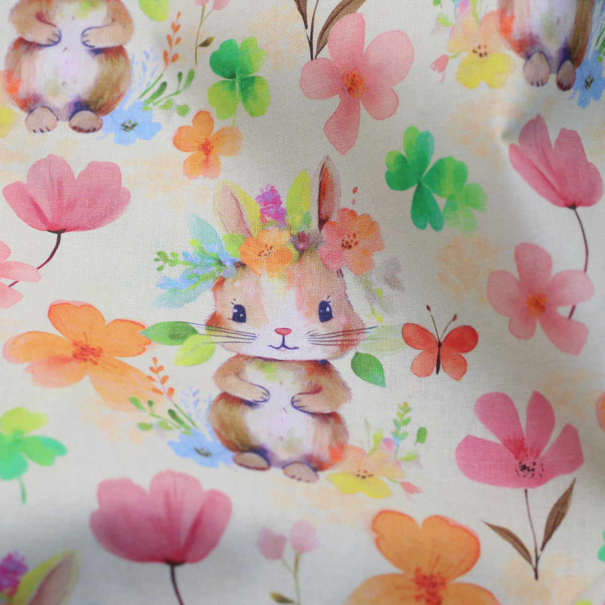 Tissu popeline de coton - BELLI LAPIN - (vendu x10cm) Tissus DOMOTEX | Gaspard et Léonie Tissus en ligne et Mercerie à Toulouse