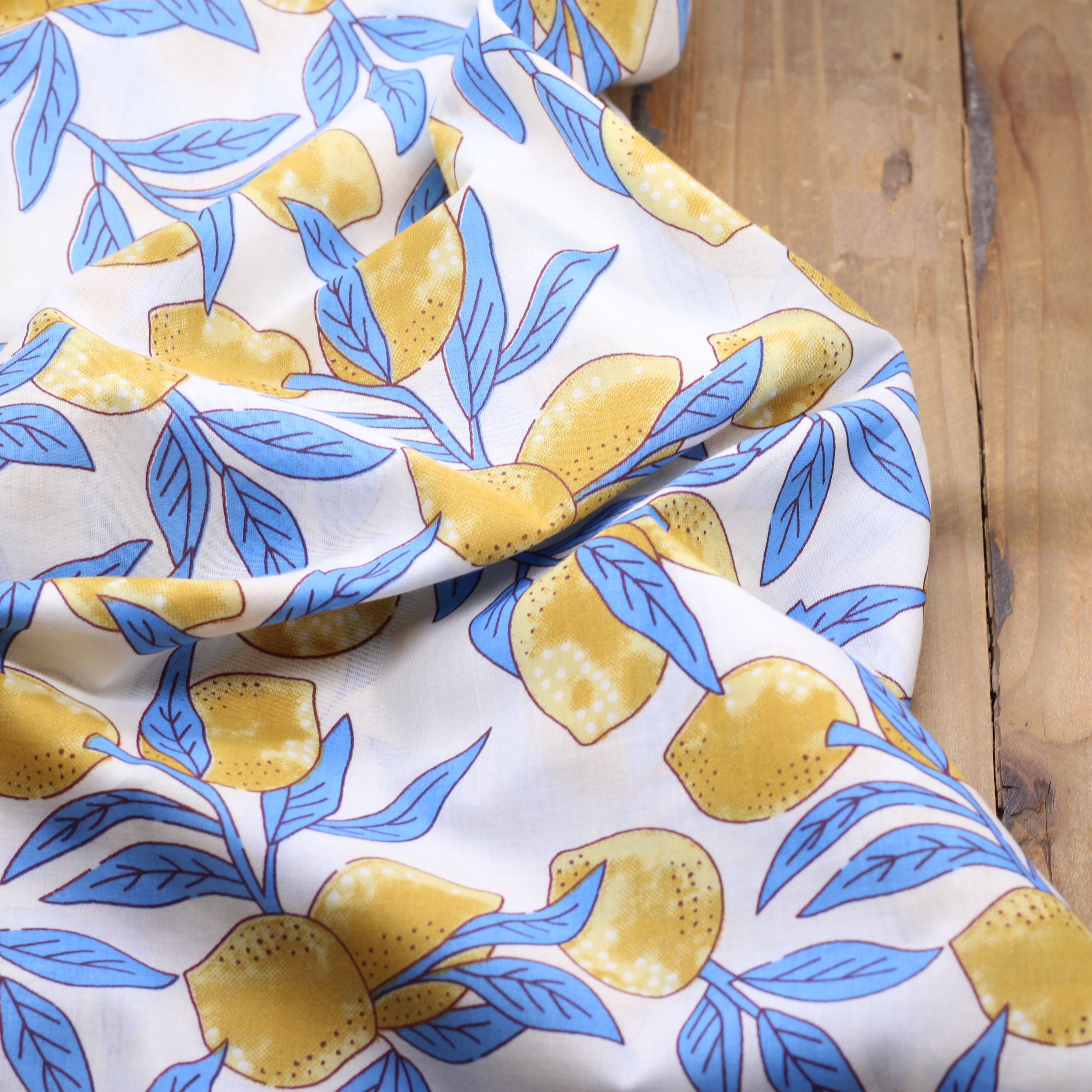 Tissu popeline de coton Block Fait-main CITRONS - Ecru (Vendu x10cm) Tissus Sélection Gaspard & Léonie | Gaspard et Léonie Tissus en ligne et Mercerie à Toulouse