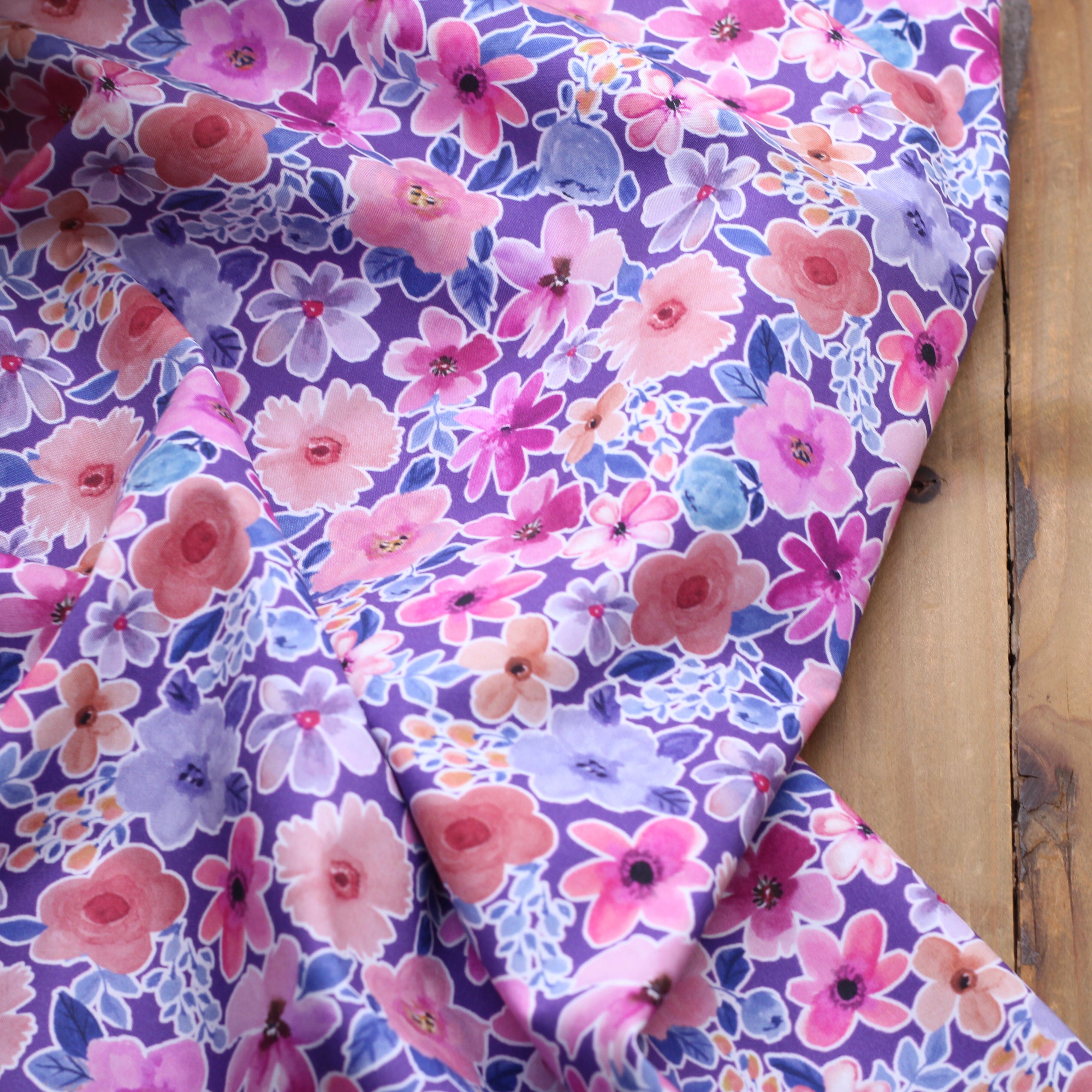 Tissu Popeline de coton - DAPHNE - Violet (Vendu x10cm) Tissus POPPY Design For You | Gaspard et Léonie Tissus en ligne et Mercerie à Toulouse