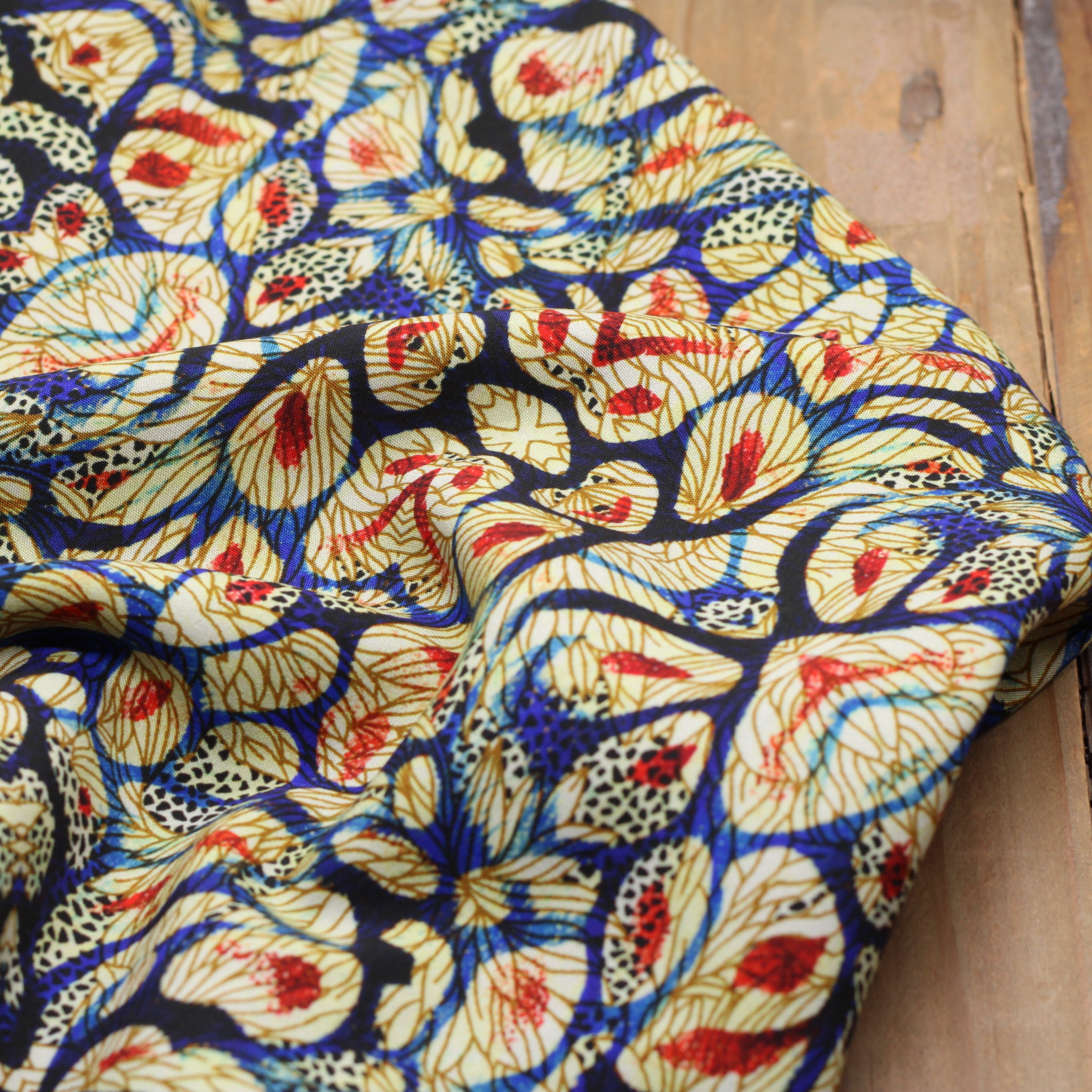 Tissu Popeline de coton- ETHNIC - Marine - STENZO (Vendu x10cm) Tissus Stenzo | Gaspard et Léonie Tissus en ligne et Mercerie à Toulouse