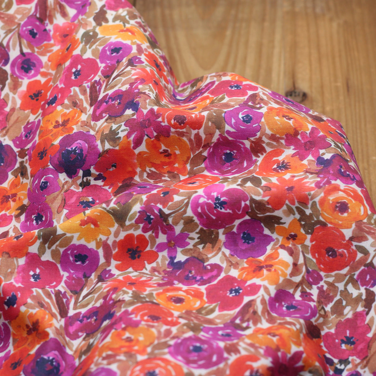 Tissu popeline de coton - FILENA -Rose/Orange (vendu x10cm) Tissus DOMOTEX | Gaspard et Léonie Tissus en ligne et Mercerie à Toulouse