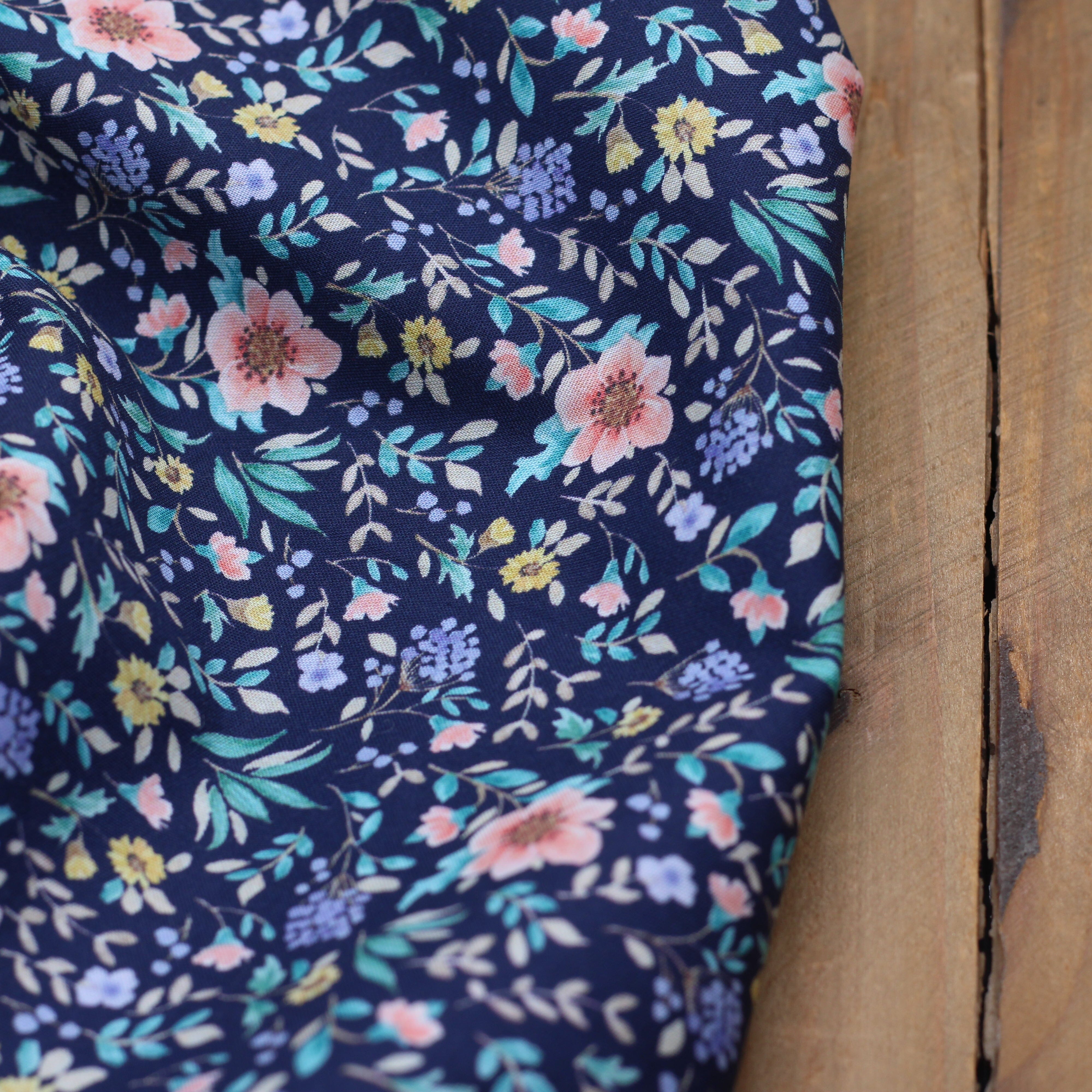 Tissu Popeline de coton - LEONORE- Bleu marine (Vendu x10cm) Tissus POPPY Design For You | Gaspard et Léonie Tissus en ligne et Mercerie à Toulouse