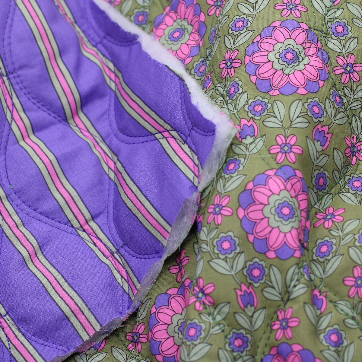 Tissu Popeline de coton Matelassé FOLK FLOWERS - kaki (Vendu x10cm) Tissus Sélection Gaspard & Léonie | Gaspard et Léonie Tissus en ligne et Mercerie à Toulouse