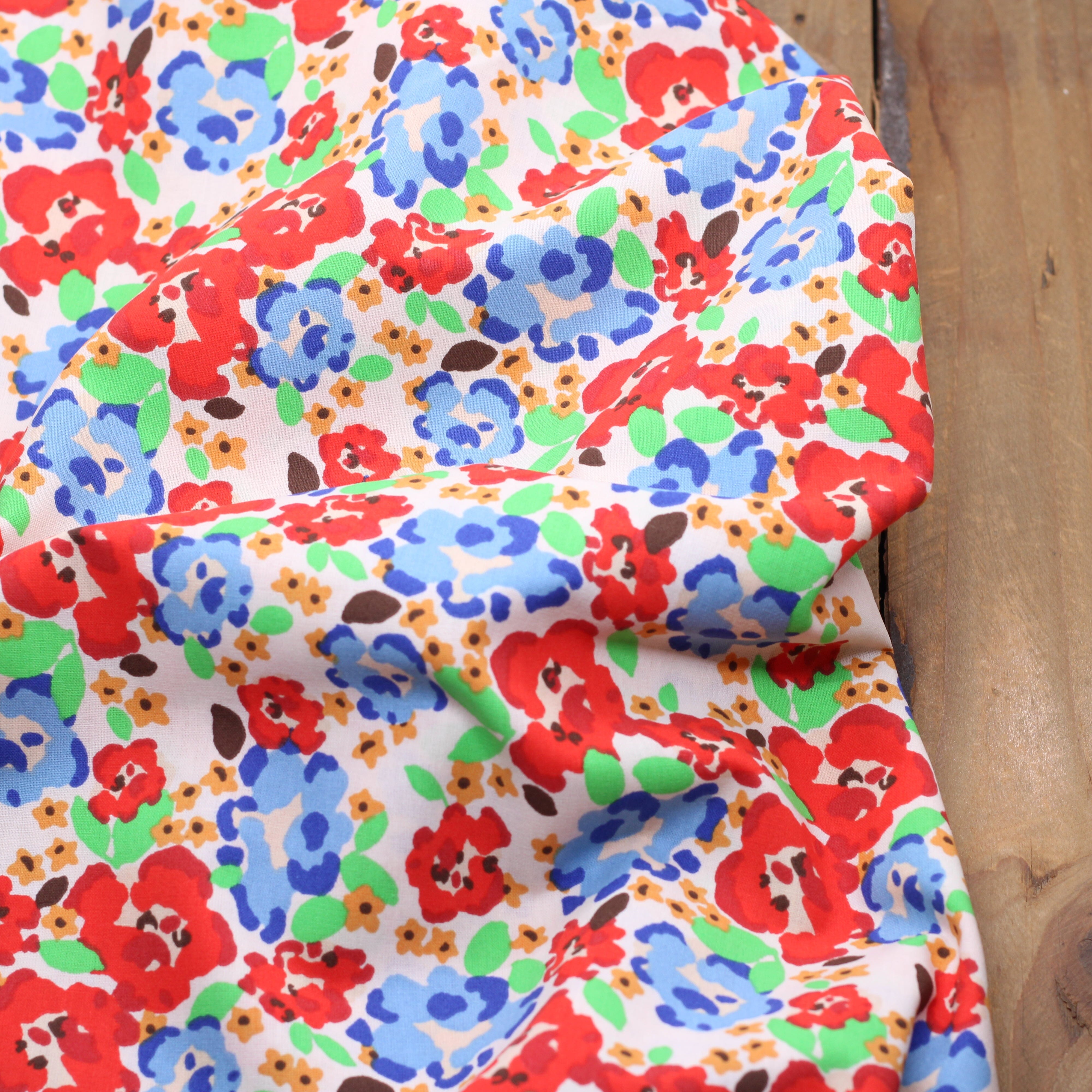 Tissu popeline de coton - ODALIE- Rouge (vendu x10cm) Tissus DOMOTEX | Gaspard et Léonie Tissus en ligne et Mercerie à Toulouse