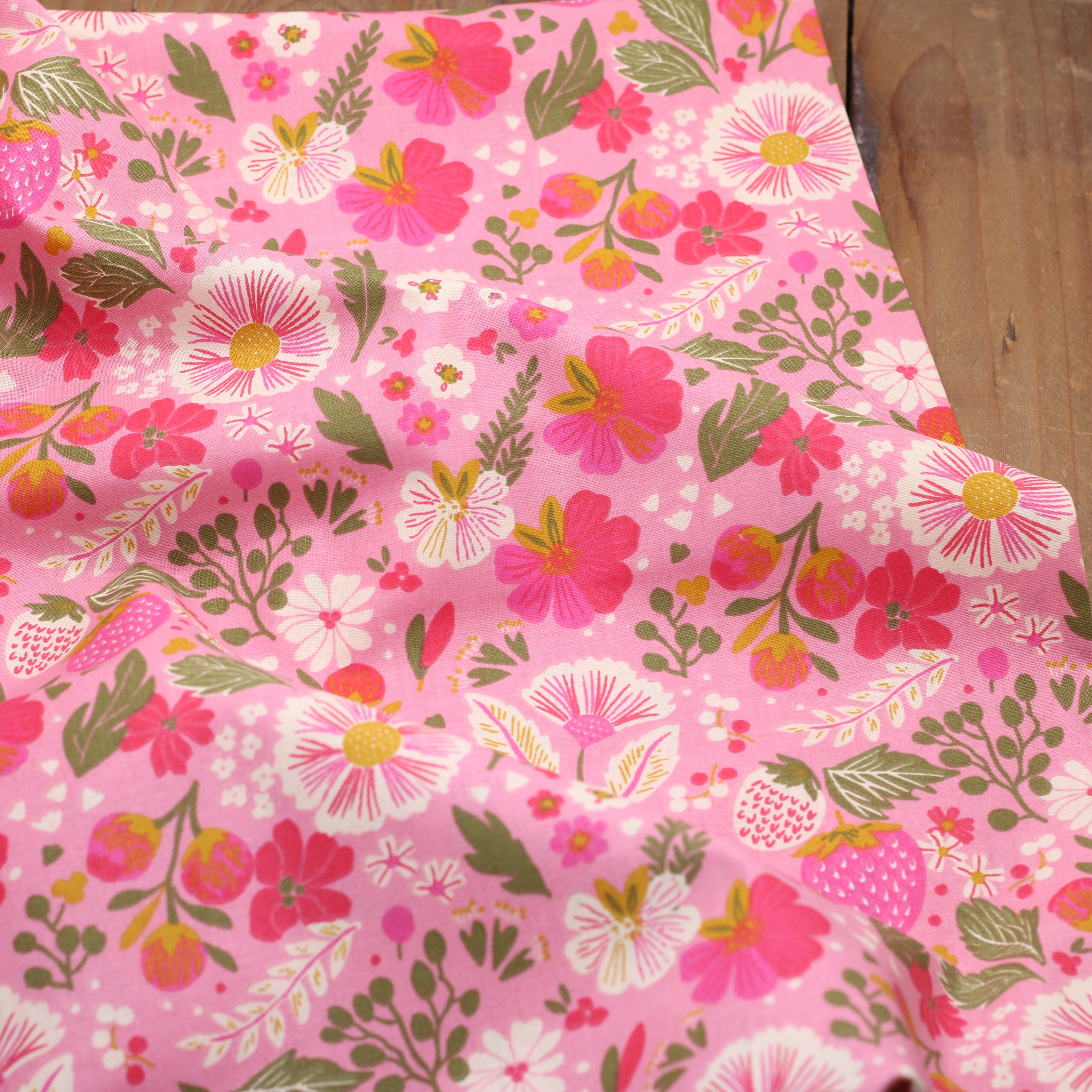 Tissu popeline de coton - OSTAC - Rose (vendu x10cm)