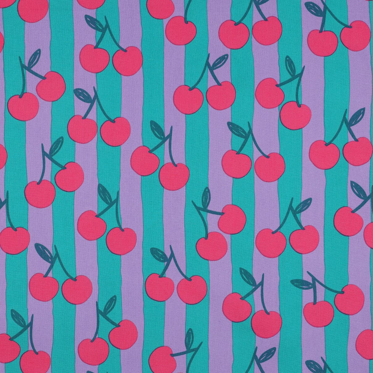 Tissu Popeline de coton rayée Cerises - Pétrole (Vendu x10cm) Tissus POPPY Design For You | Gaspard et Léonie Tissus en ligne et Mercerie à Toulouse