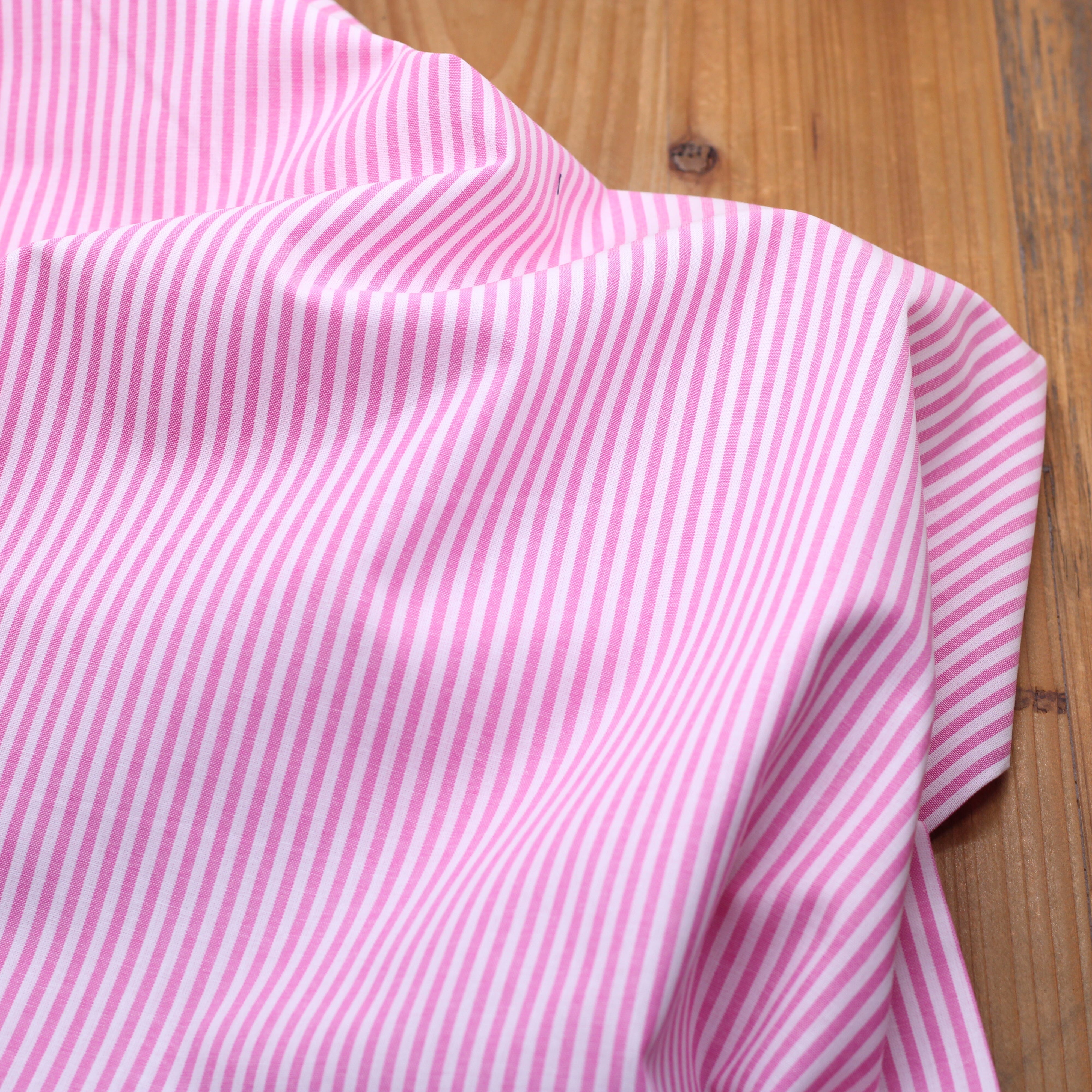 Tissu popeline de coton RAYURES - Rose (Vendu x10cm) Tissus Sélection Gaspard & Léonie | Gaspard et Léonie Tissus en ligne et Mercerie à Toulouse