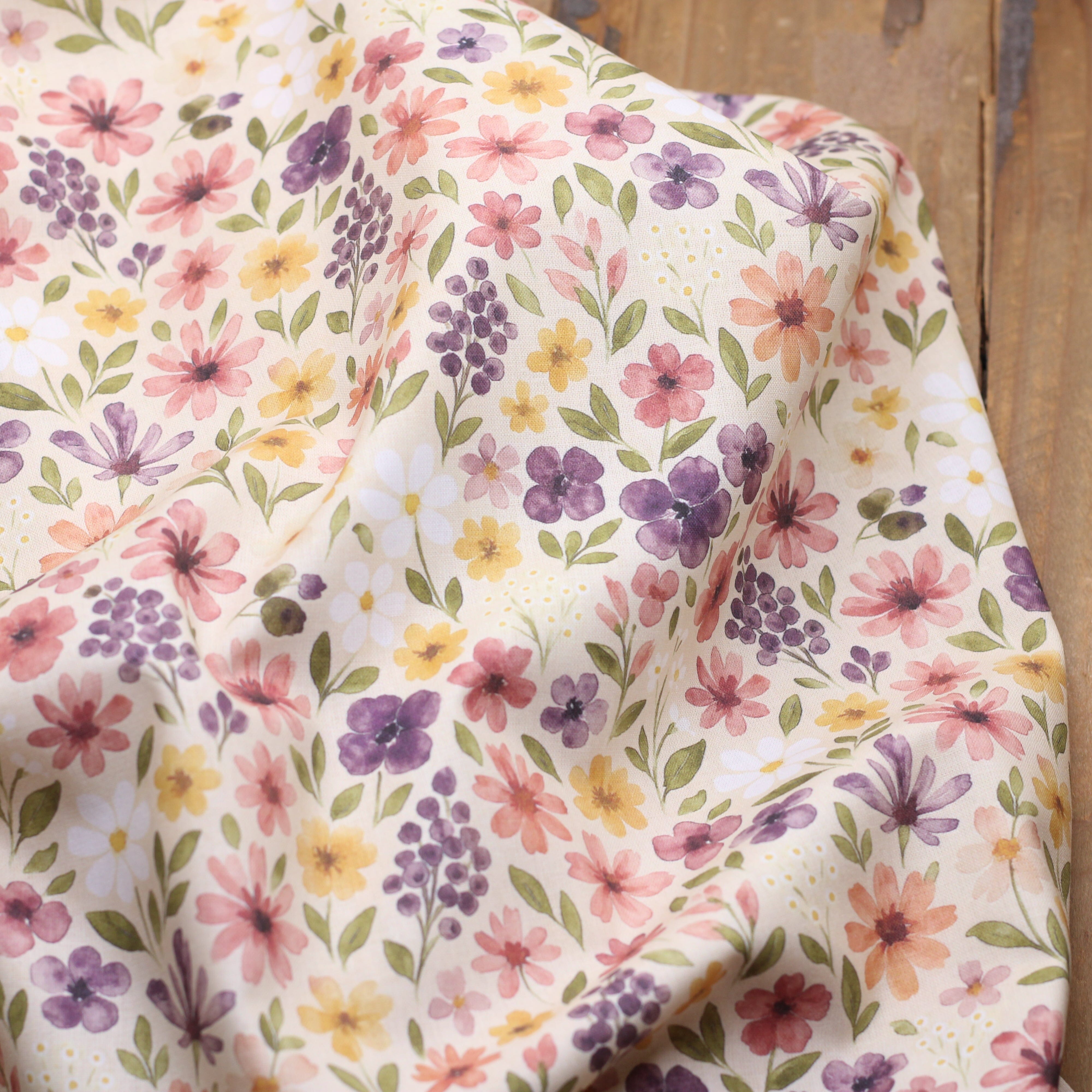 Tissu popeline de coton - ROZEN- Beige (vendu x10cm) Tissus DOMOTEX | Gaspard et Léonie Tissus en ligne et Mercerie à Toulouse