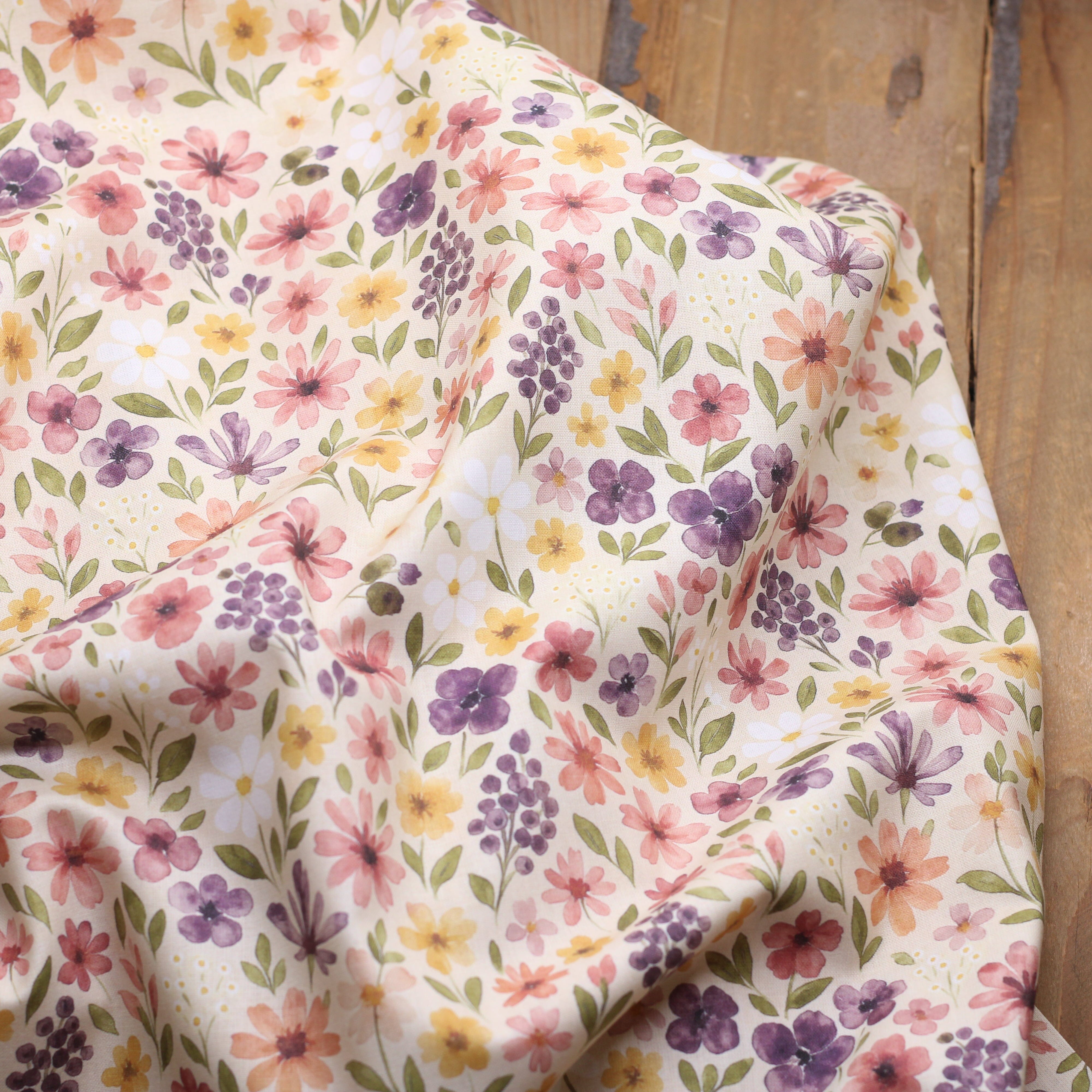 Tissu popeline de coton - ROZEN- Beige (vendu x10cm) Tissus DOMOTEX | Gaspard et Léonie Tissus en ligne et Mercerie à Toulouse