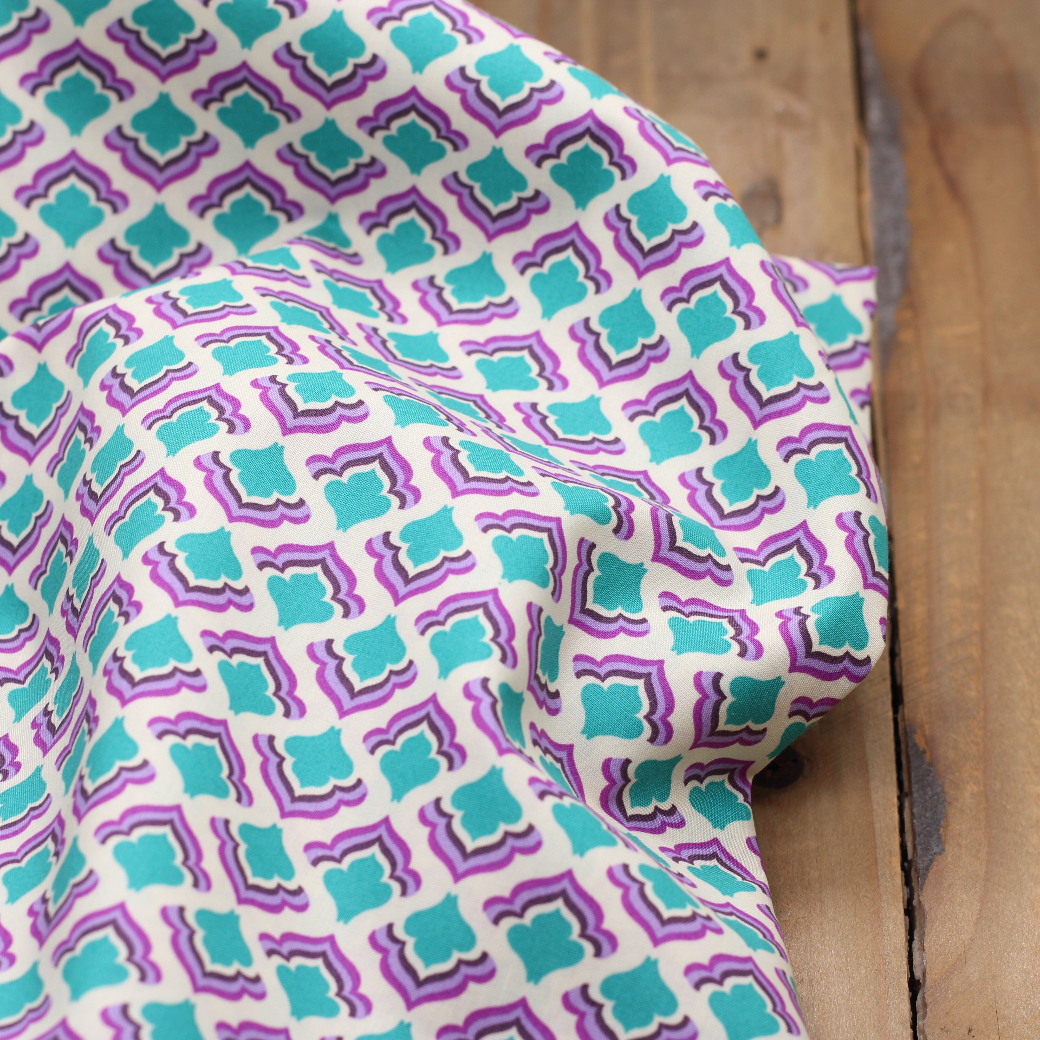 Tissu Popeline de coton - VINTAGE MINI FLOWERS - Violet/Turquoise (Vendu x10cm) Tissus POPPY Design For You | Gaspard et Léonie Tissus en ligne et Mercerie à Toulouse