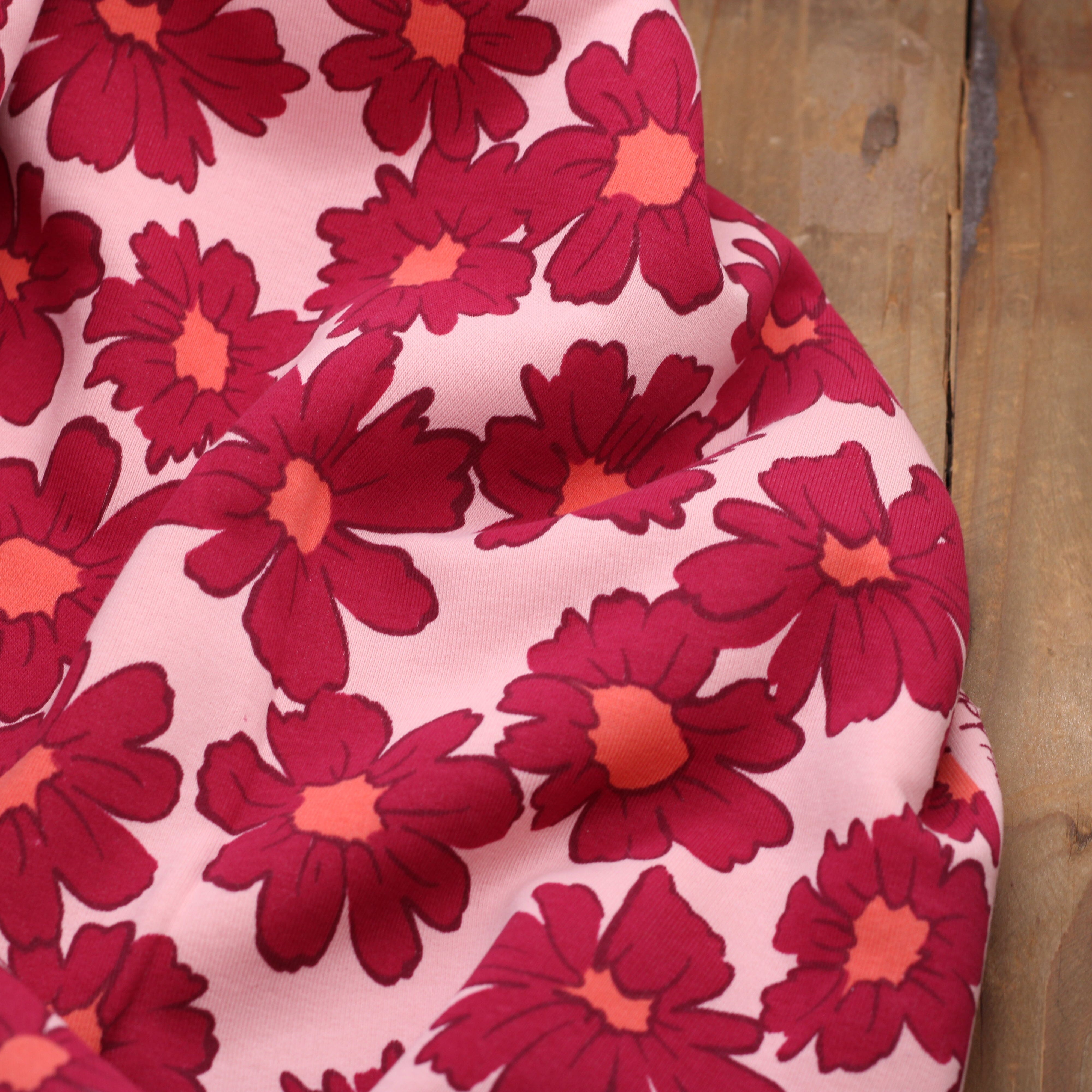 Tissu Sweat Jogging- BIG FLOWERS - Grenat - Poppy Designed for You (Vendu x10cm) Tissus POPPY Designed For You | Gaspard et Léonie Tissus en ligne et Mercerie à Toulouse