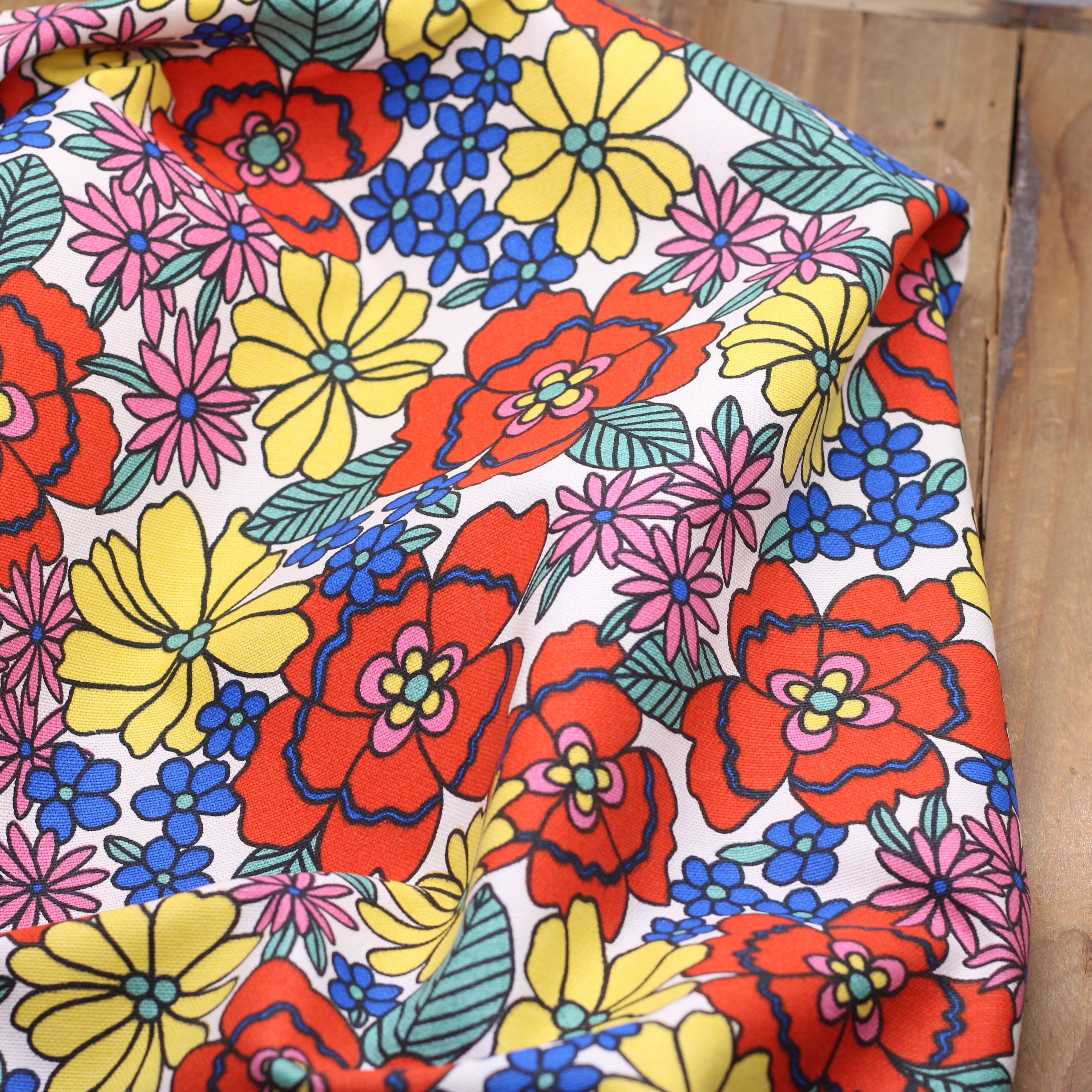 Tissu toile de coton demi Natté de coton - BELONIA - Ecru Rouge (Vendu x10cm) Tissus DOMOTEX | Gaspard et Léonie Tissus en ligne et Mercerie à Toulouse