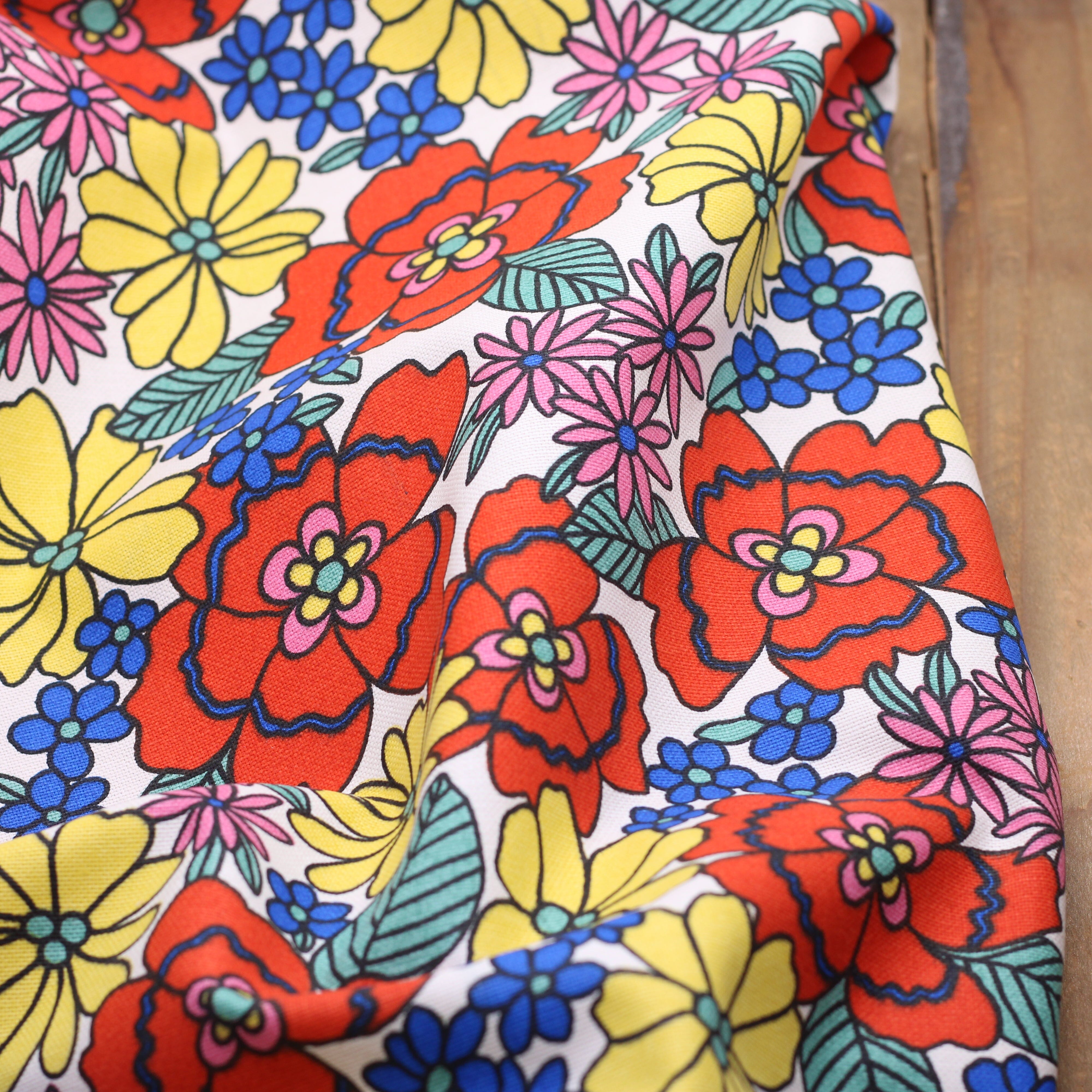 Tissu toile de coton demi Natté de coton - BELONIA - Ecru Rouge (Vendu x10cm) Tissus DOMOTEX | Gaspard et Léonie Tissus en ligne et Mercerie à Toulouse