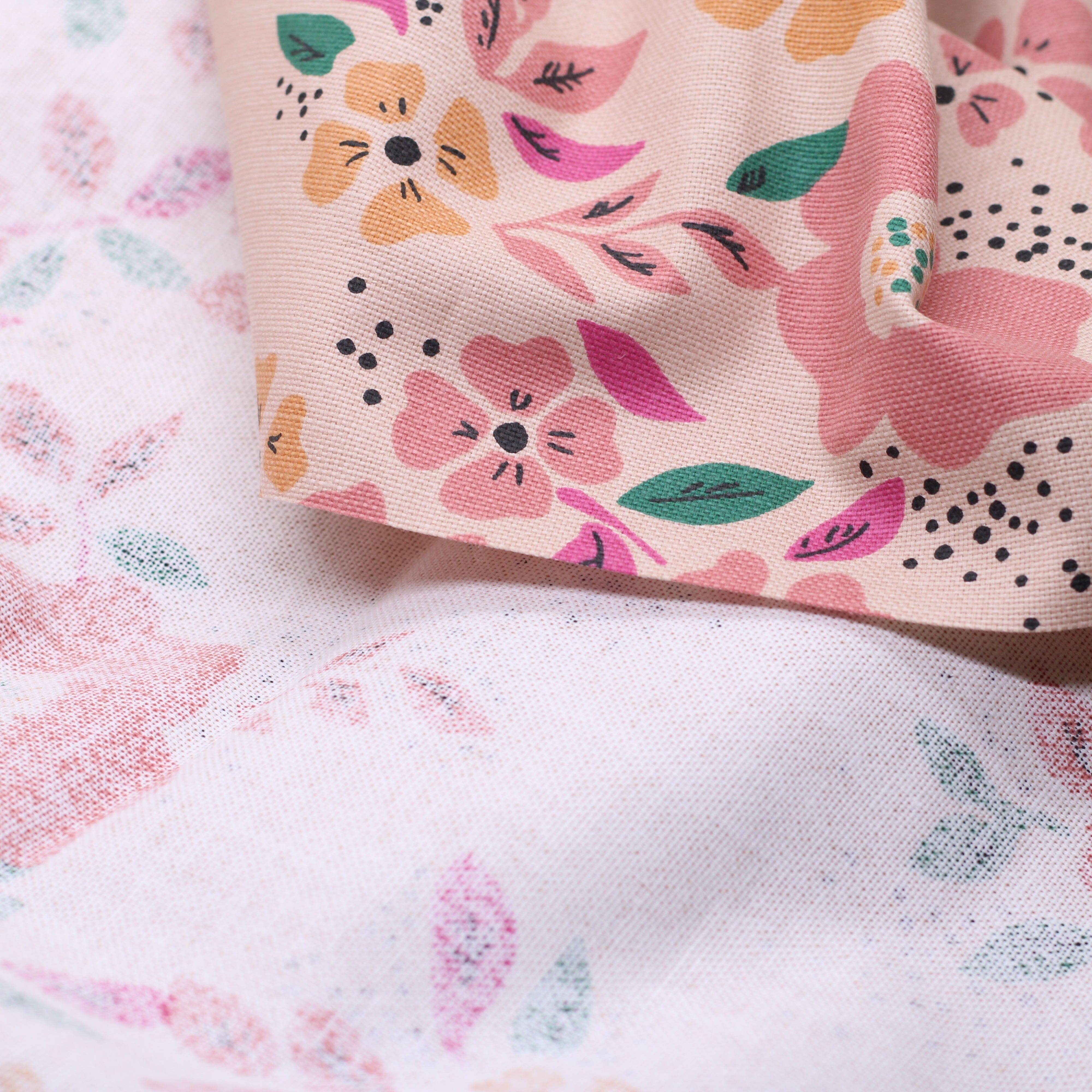 Tissu toile de coton demi Natté de coton - OSCALIA - Ficelle/Rose (Vendu x10cm) Tissus DOMOTEX | Gaspard et Léonie Tissus en ligne et Mercerie à Toulouse