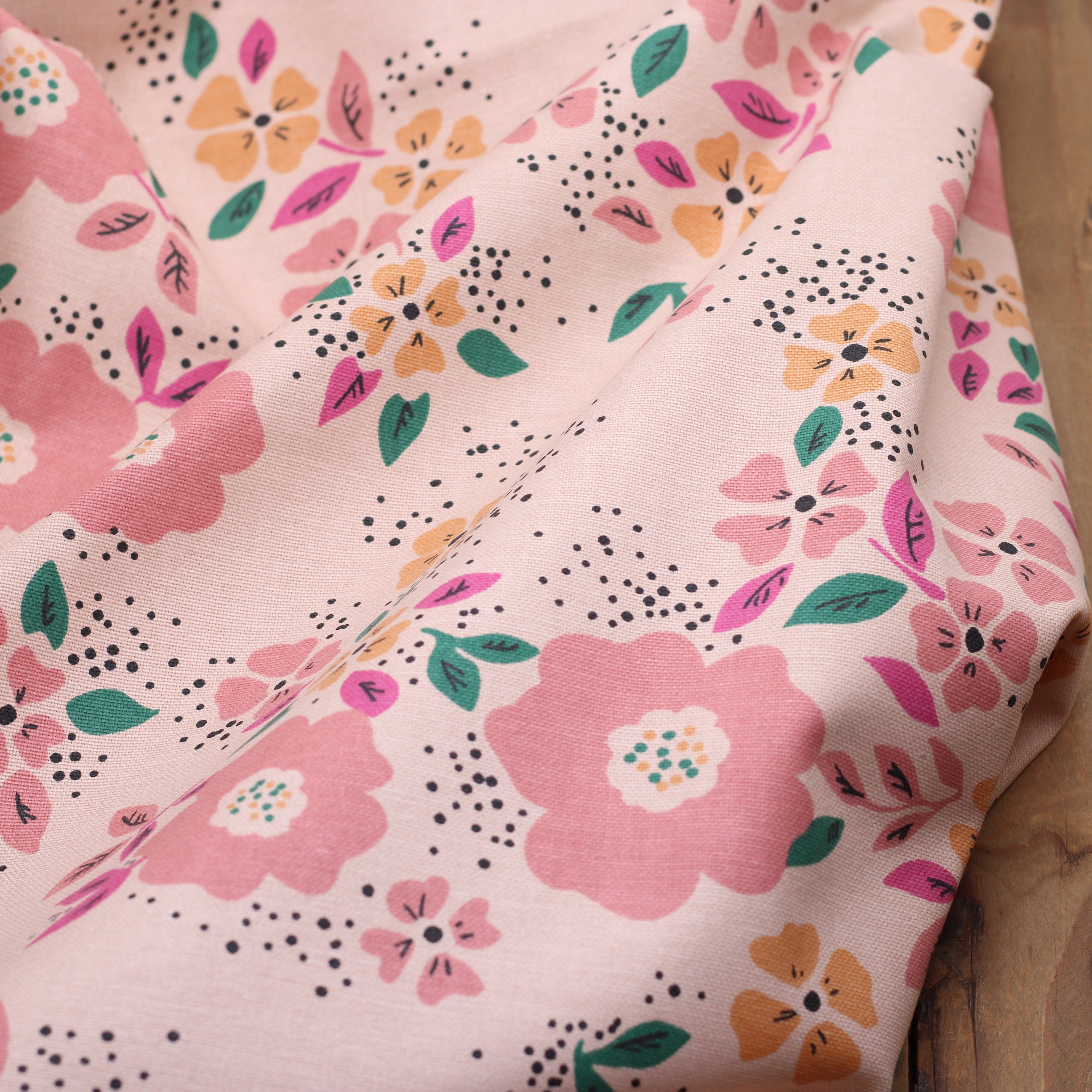 Tissu toile de coton demi Natté de coton - OSCALIA - Ficelle/Rose (Vendu x10cm) Tissus DOMOTEX | Gaspard et Léonie Tissus en ligne et Mercerie à Toulouse