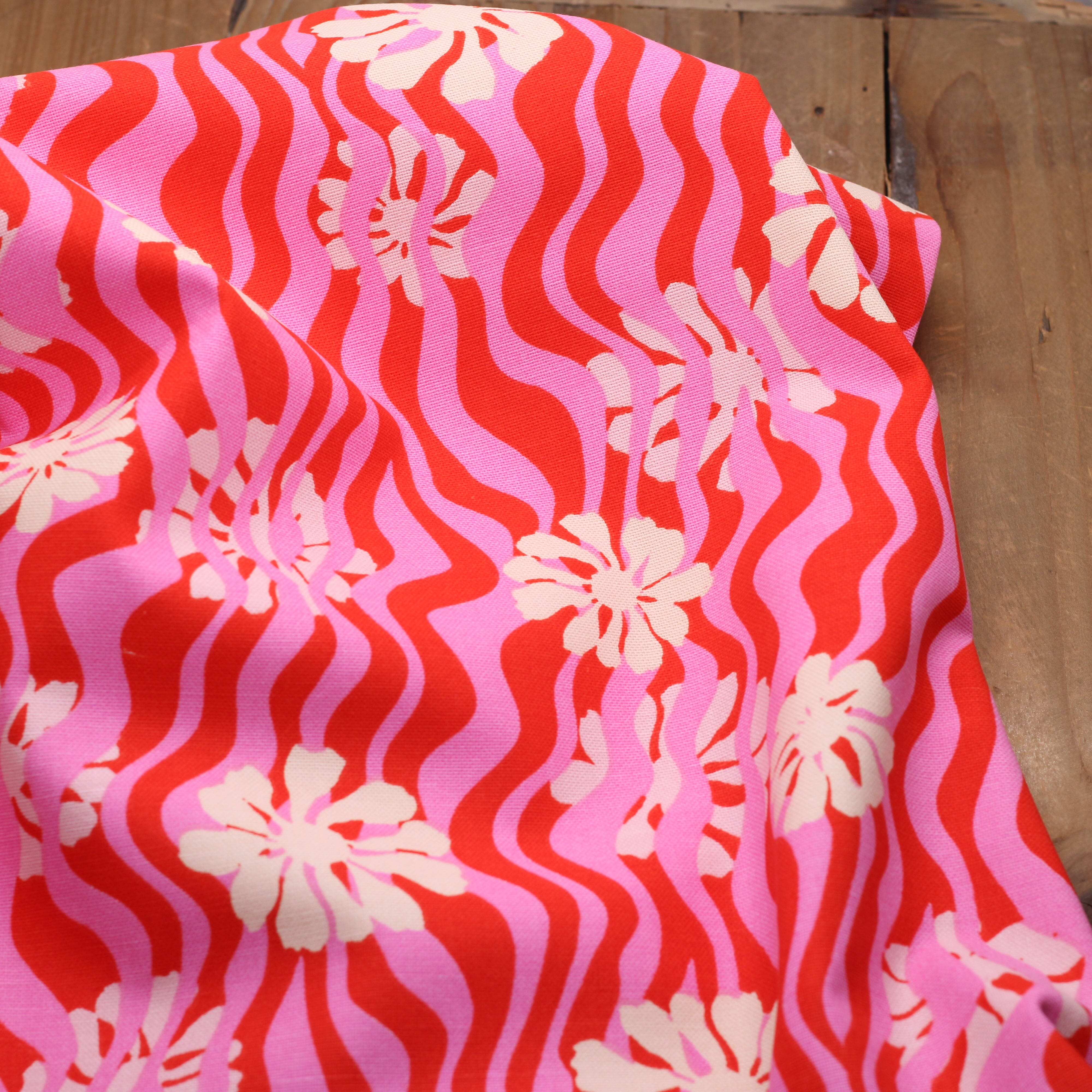 Tissu toile de coton demi Natté de coton - ROZANE -Rose (Vendu x10cm) Tissus DOMOTEX | Gaspard et Léonie Tissus en ligne et Mercerie à Toulouse