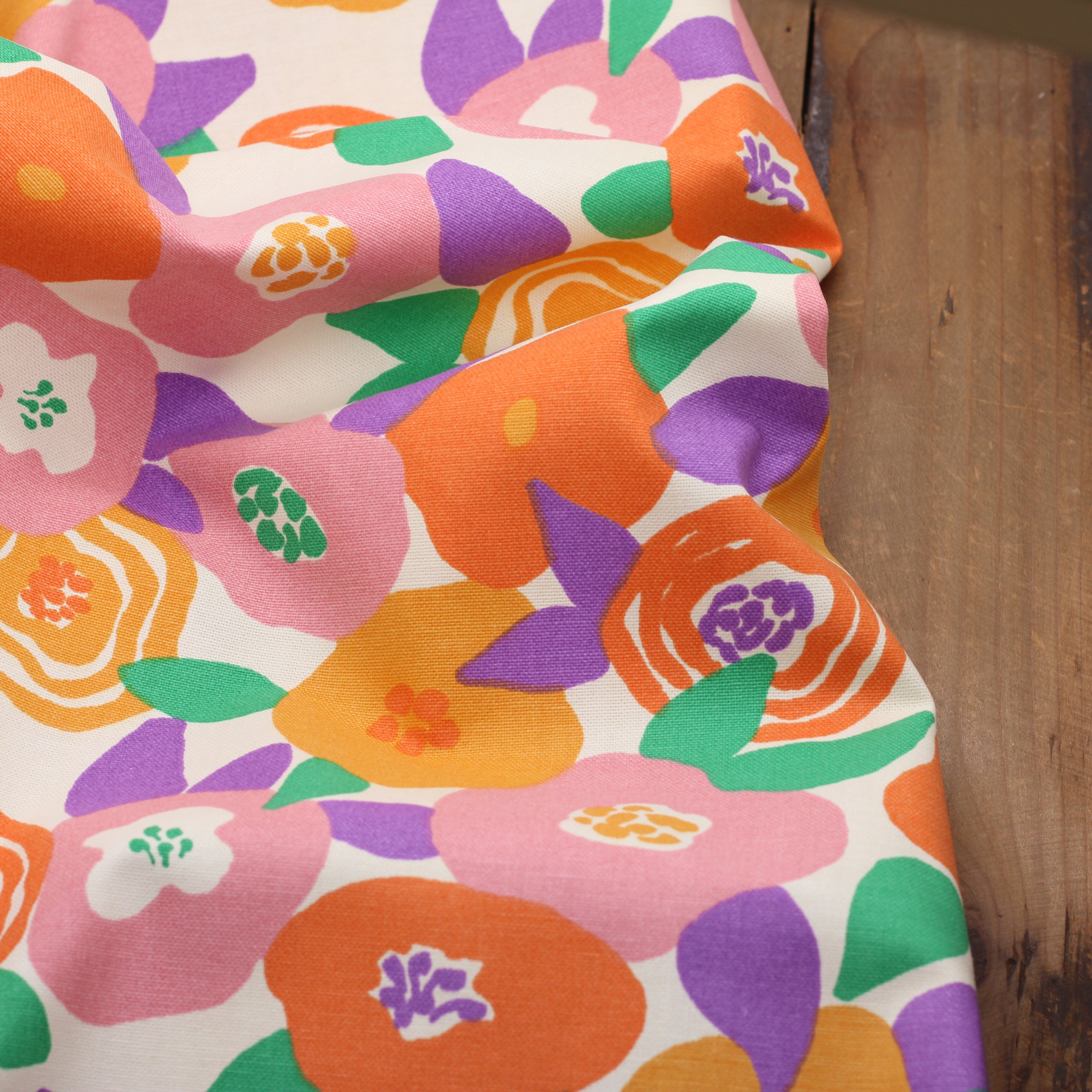 Tissu toile de coton demi Natté de coton -VIVIANE Rose/Jaune (Vendu x10cm) Tissus DOMOTEX | Gaspard et Léonie Tissus en ligne et Mercerie à Toulouse