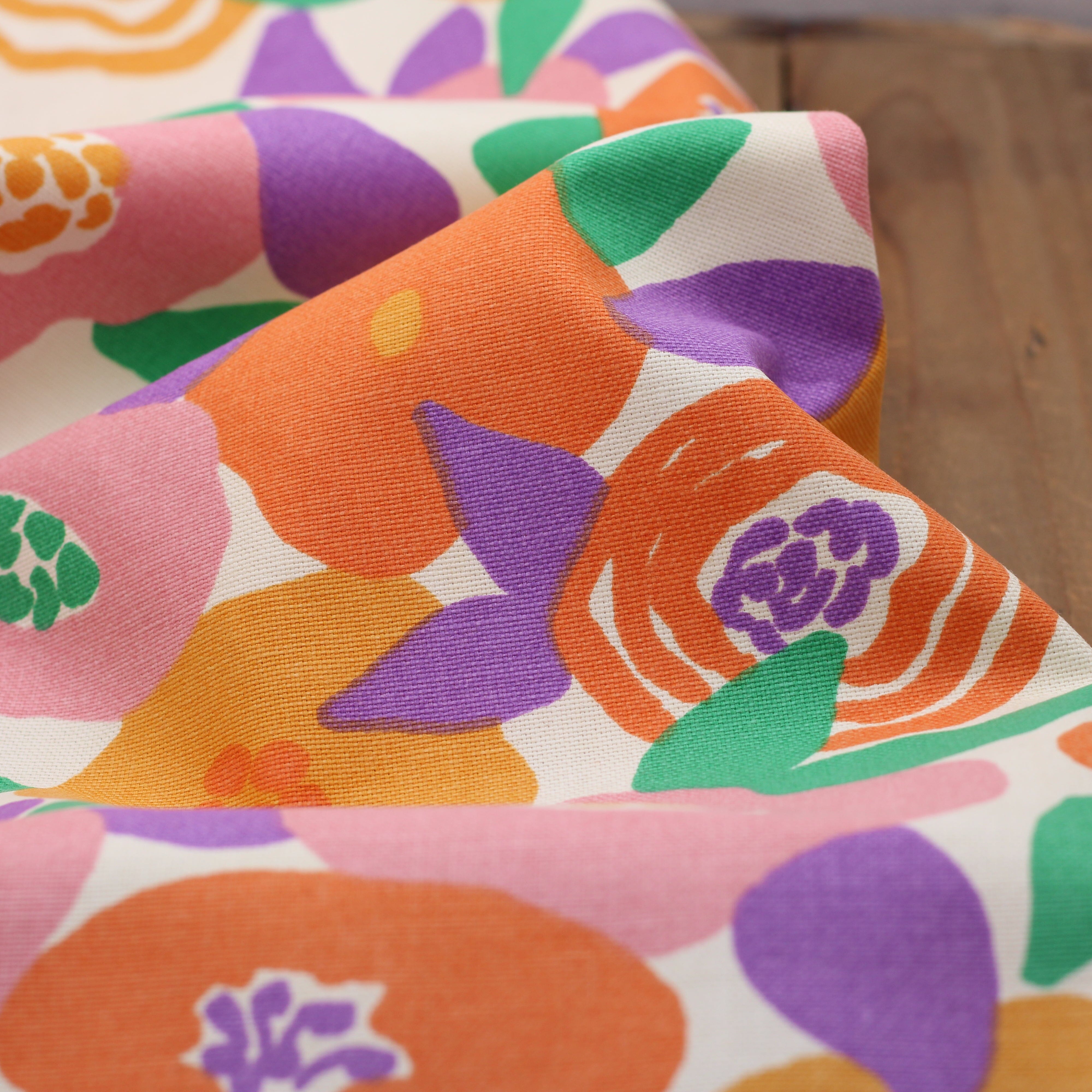 Tissu toile de coton demi Natté de coton -VIVIANE Rose/Jaune (Vendu x10cm) Tissus DOMOTEX | Gaspard et Léonie Tissus en ligne et Mercerie à Toulouse