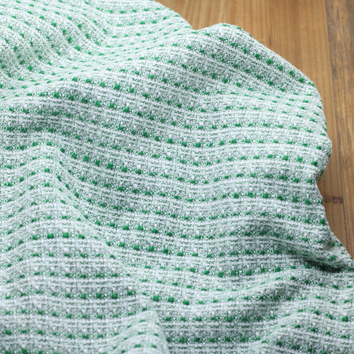 Tissu Tweed - ESMERALDA - Vert/Argent (Vendu x10cm) Tissus Sélection Gaspard & Léonie | Gaspard et Léonie Tissus en ligne et Mercerie à Toulouse
