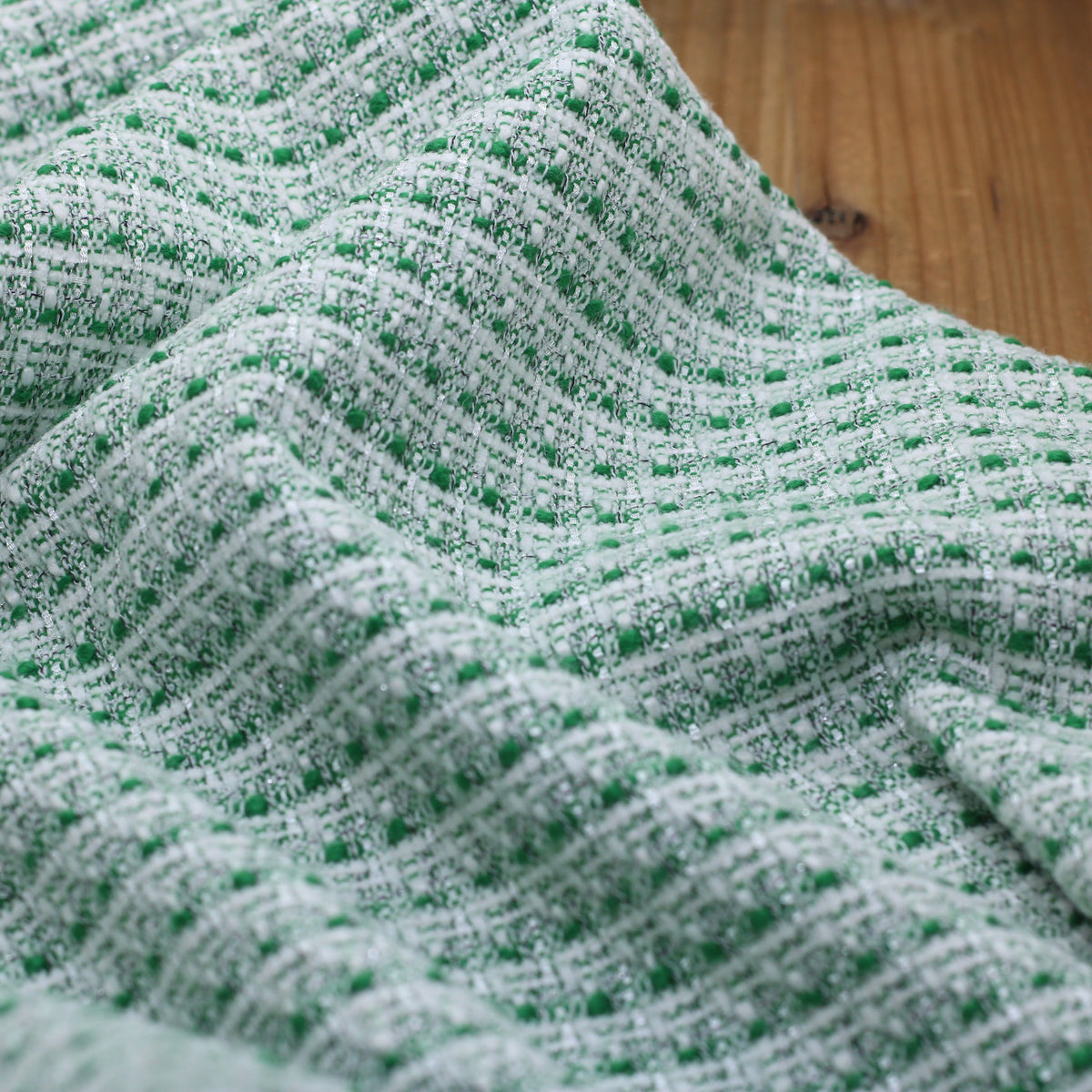 Tissu Tweed - ESMERALDA - Vert/Argent (Vendu x10cm) Tissus Sélection Gaspard & Léonie | Gaspard et Léonie Tissus en ligne et Mercerie à Toulouse