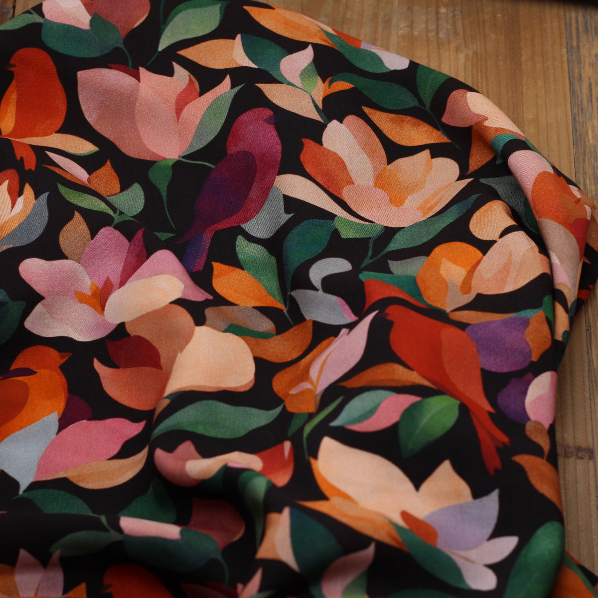 Tissu Viscose - CALIDIRS - Chocolat/orange (Vendu par 10cm) Tissus DOMOTEX | Gaspard et Léonie Tissus en ligne et Mercerie à Toulouse