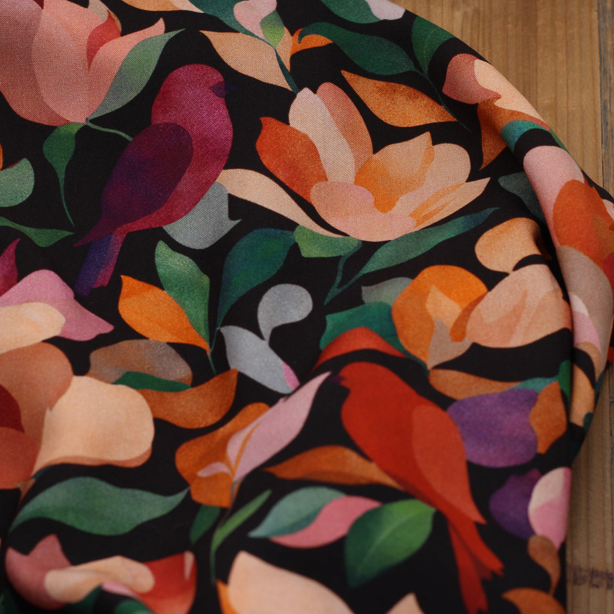 Tissu Viscose - CALIDIRS - Chocolat/orange (Vendu par 10cm) Tissus DOMOTEX | Gaspard et Léonie Tissus en ligne et Mercerie à Toulouse