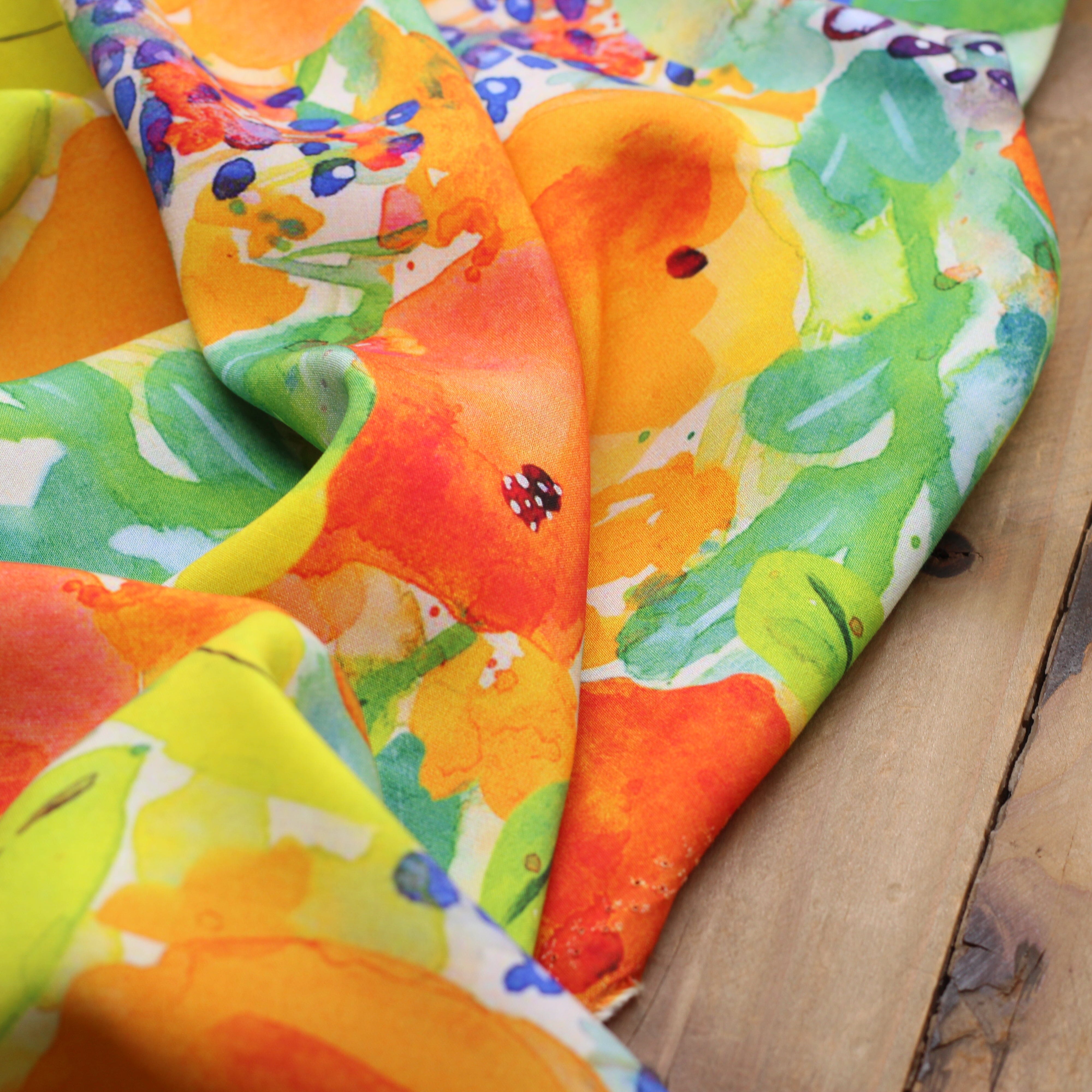 Tissu Viscose - FLEUR - Orange (vendu x10cm) Tissus Sélection Gaspard & Léonie | Gaspard et Léonie Tissus en ligne et Mercerie à Toulouse