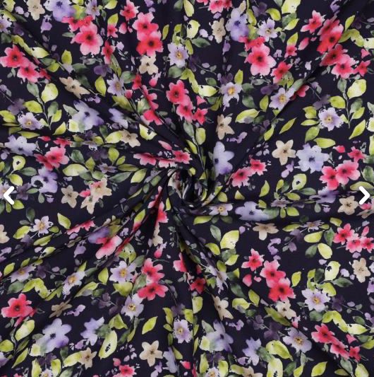 Tissu Viscose - FLOWERS - Bleu marine (vendu x10cm) Tissus Sélection Gaspard & Léonie | Gaspard et Léonie Tissus en ligne et Mercerie à Toulouse