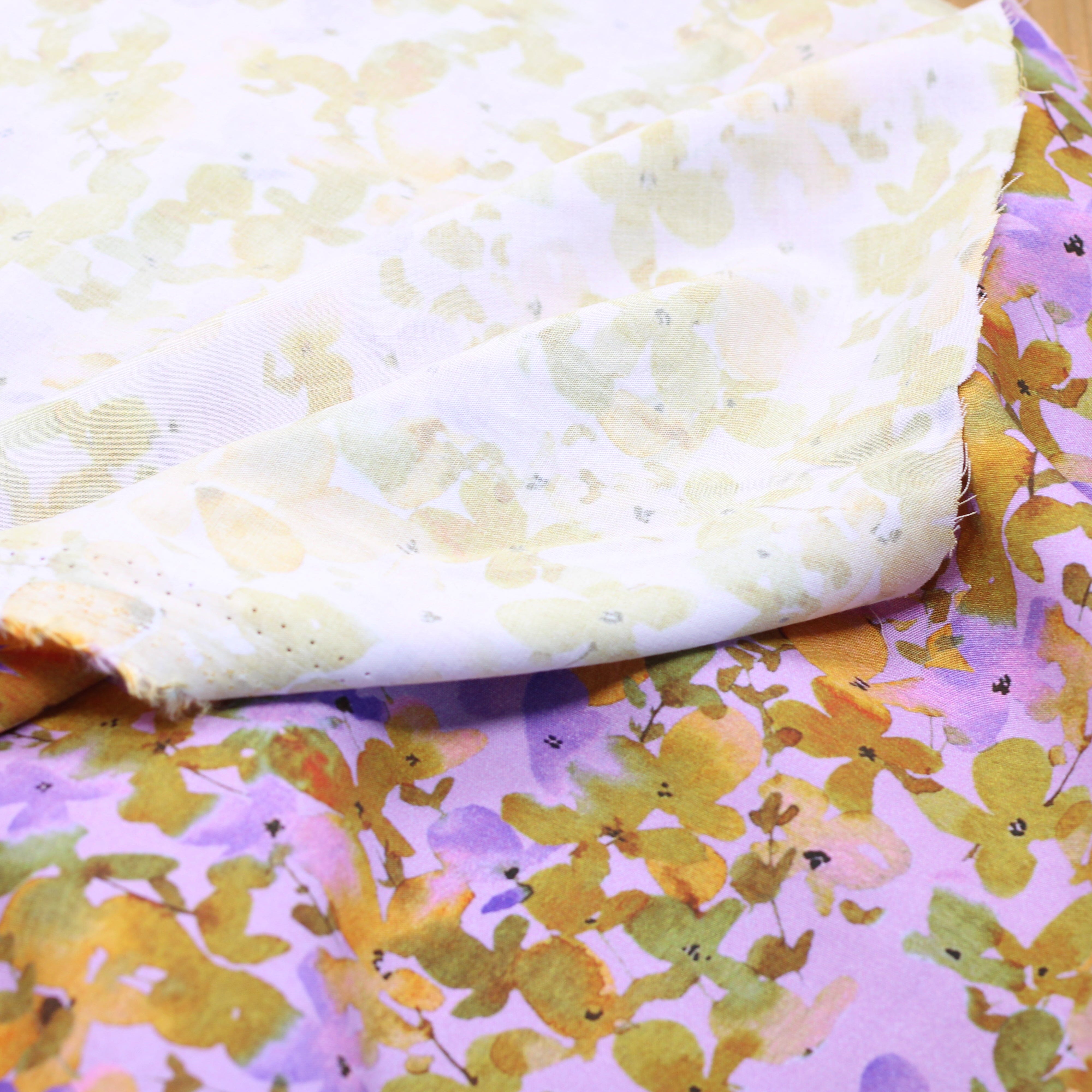 Tissu Viscose Stretch fleuri - Mauve (Vendu x10cm) Tissus Sélection Gaspard & Léonie | Gaspard et Léonie Tissus en ligne et Mercerie à Toulouse