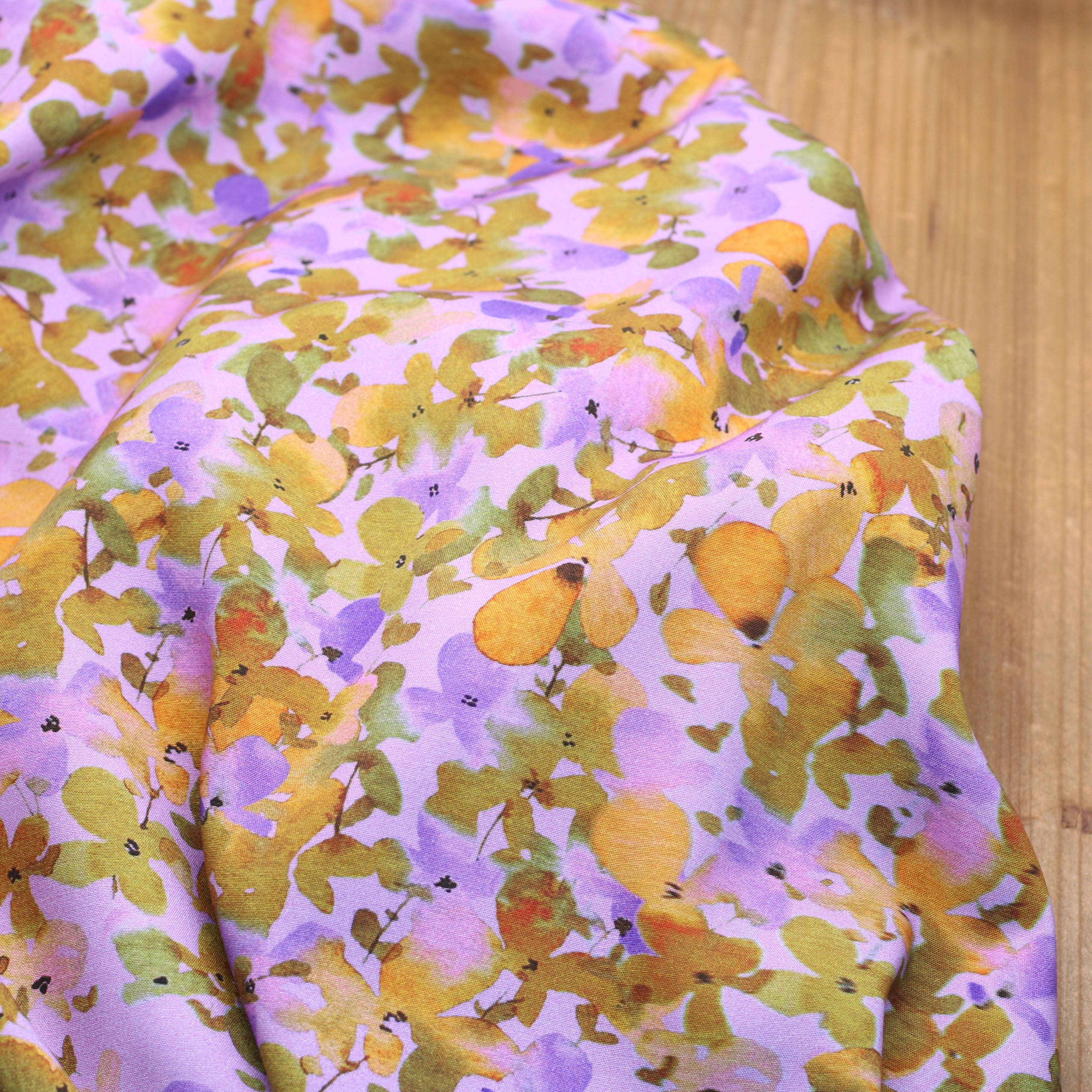 Tissu Viscose Stretch fleuri - Mauve (Vendu x10cm) Tissus Sélection Gaspard & Léonie | Gaspard et Léonie Tissus en ligne et Mercerie à Toulouse