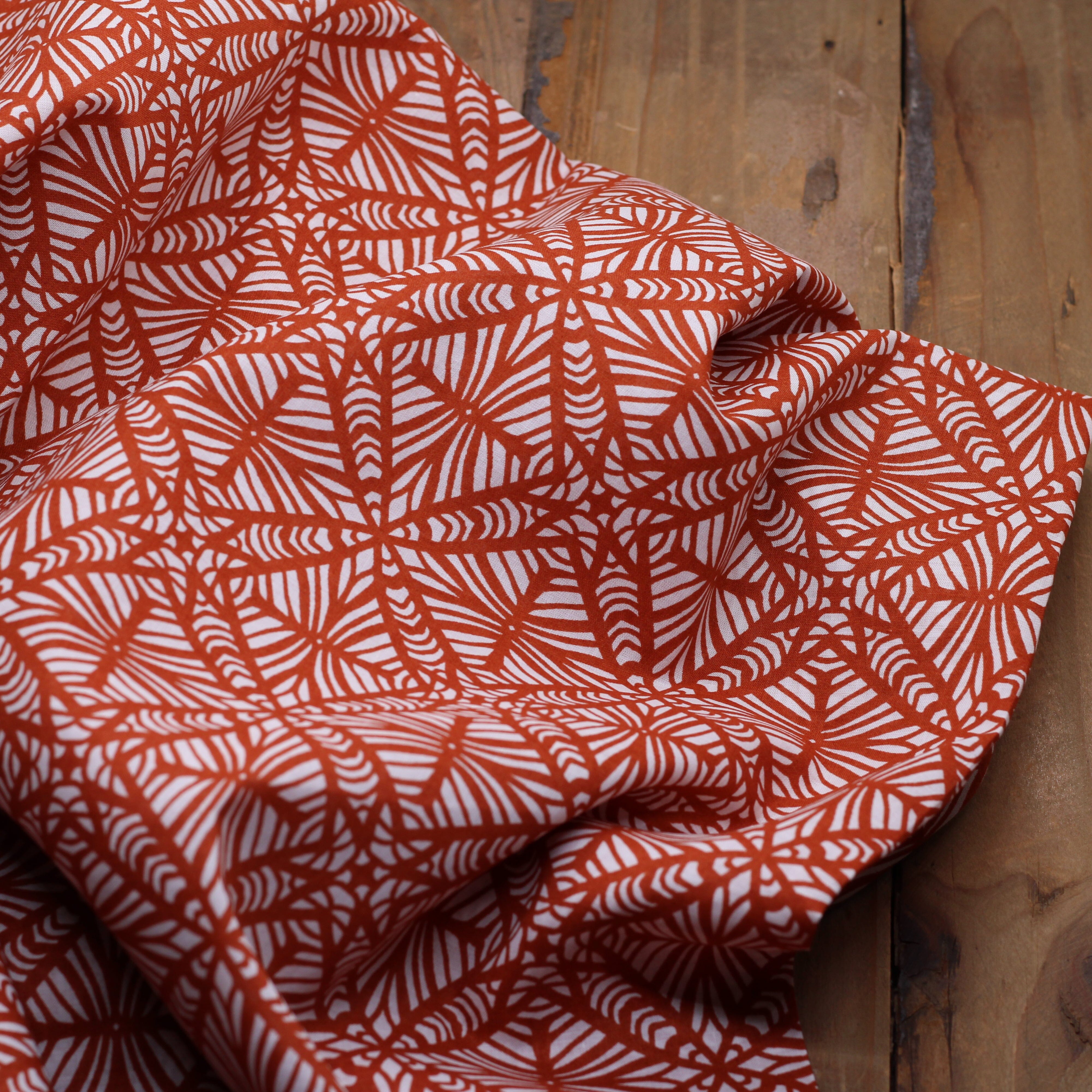 Tissu Voile de coton - COGNAC ABSTRACT (Vendu x10cm) Tissus Sélection Gaspard & Léonie | Gaspard et Léonie Tissus en ligne et Mercerie à Toulouse