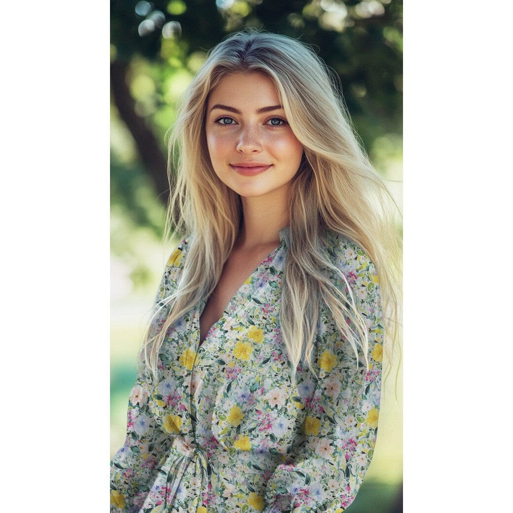 Tissu Voile de coton fleuri - SPRING FLOWER - Jaune/vert (Vendu x10cm) Tissus Sélection Gaspard & Léonie | Gaspard et Léonie Tissus en ligne et Mercerie à Toulouse