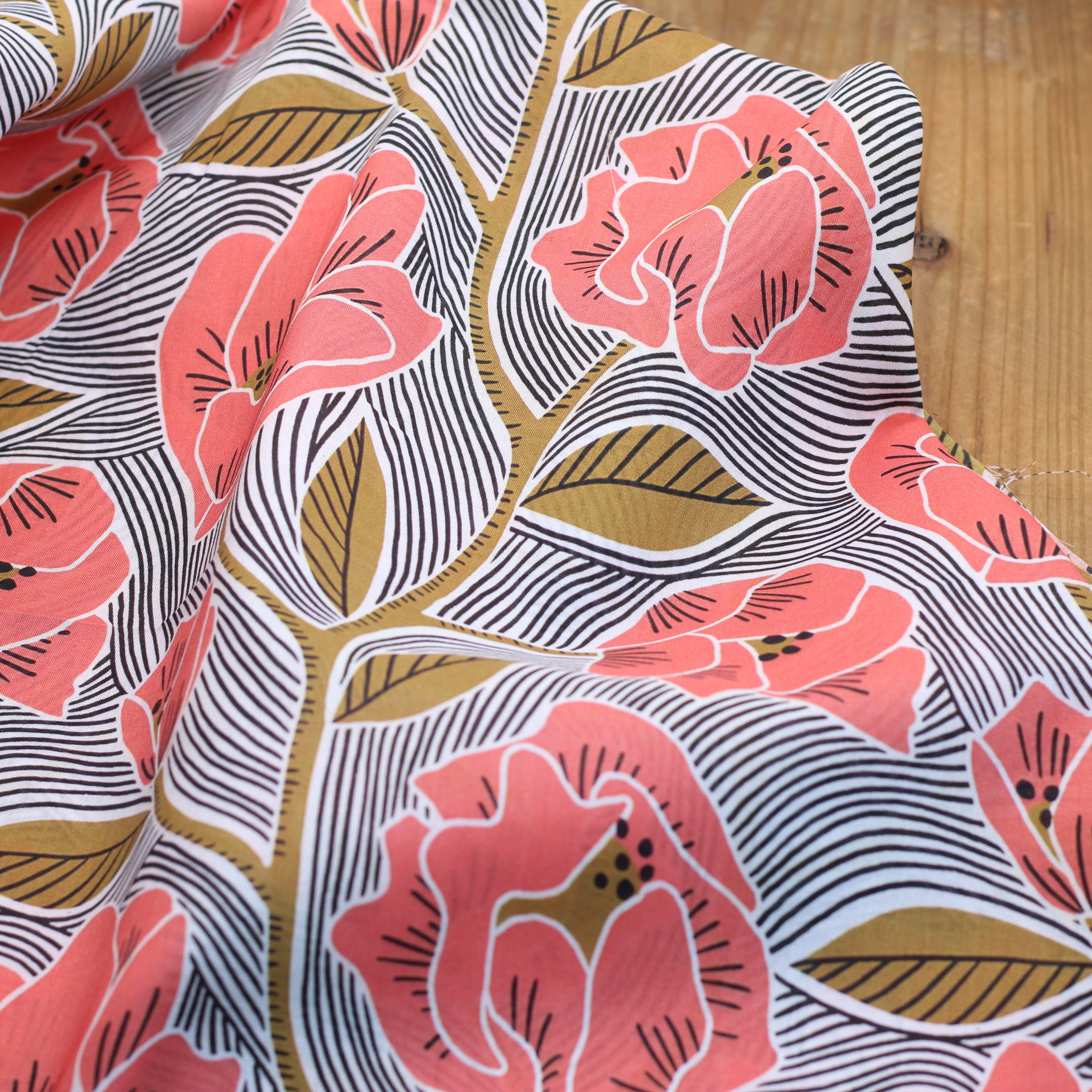 Tissu Voile de coton - GIULLIA - Rose / Blanc (Vendu x10cm) Tissus Sélection Gaspard & Léonie | Gaspard et Léonie Tissus en ligne et Mercerie à Toulouse