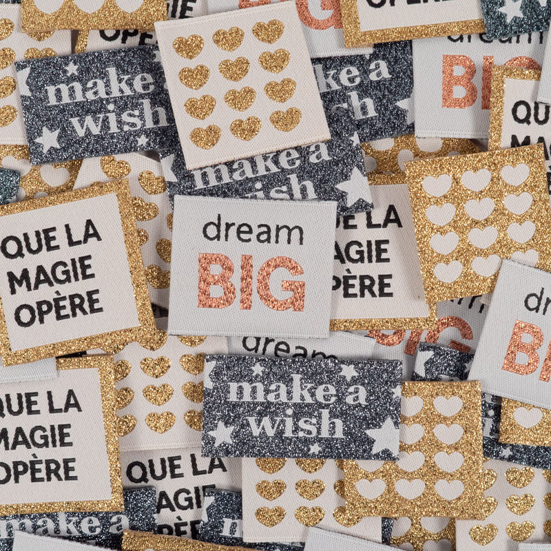 Assortiment Etiquettes tissées « Shiny » IKATEE Ikatee | Gaspard et Léonie Tissus en ligne et Mercerie à Toulouse