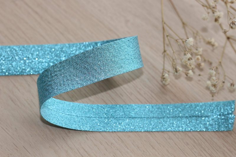 Biais Lamé bleu clair 20mm Col:3609 - L'atelier de Gaspard et Léonie