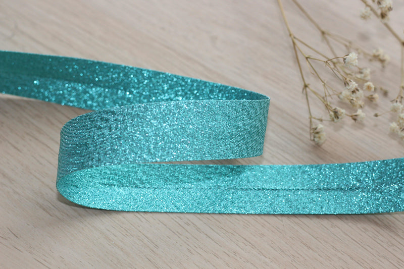 Biais Lamé vert d'eau 20mm Col:10317 - L'atelier de Gaspard et Léonie