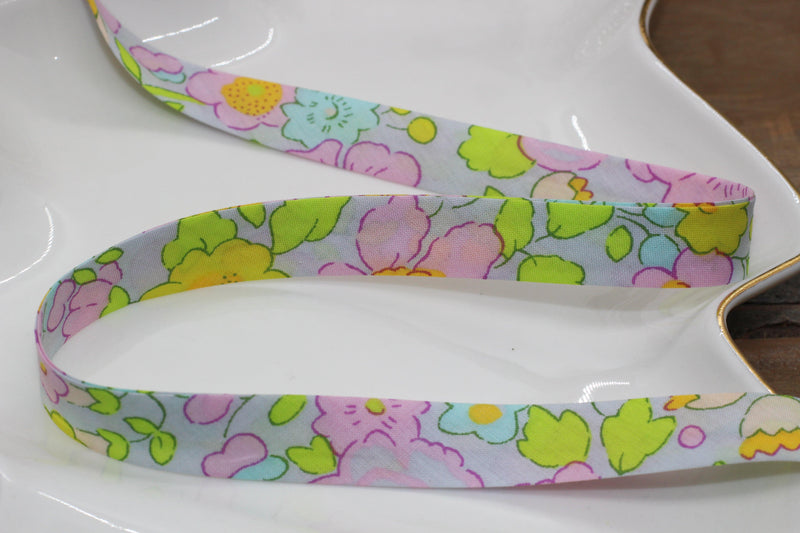 Biais Liberty BETSY- Beryl rose 20mm (vendu x10cm) - L'atelier de Gaspard et Léonie