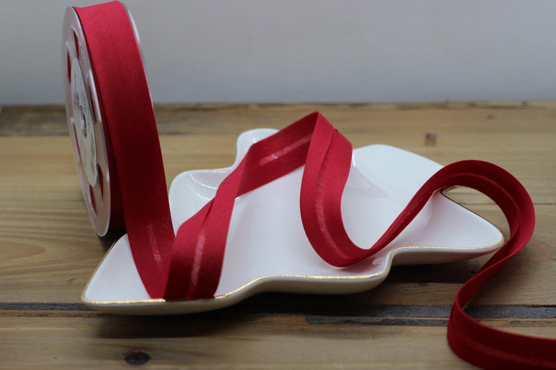 Biais Polycoton uni COL:526 20mm Rouge (Vendu x10cm) - L'atelier de Gaspard et Léonie