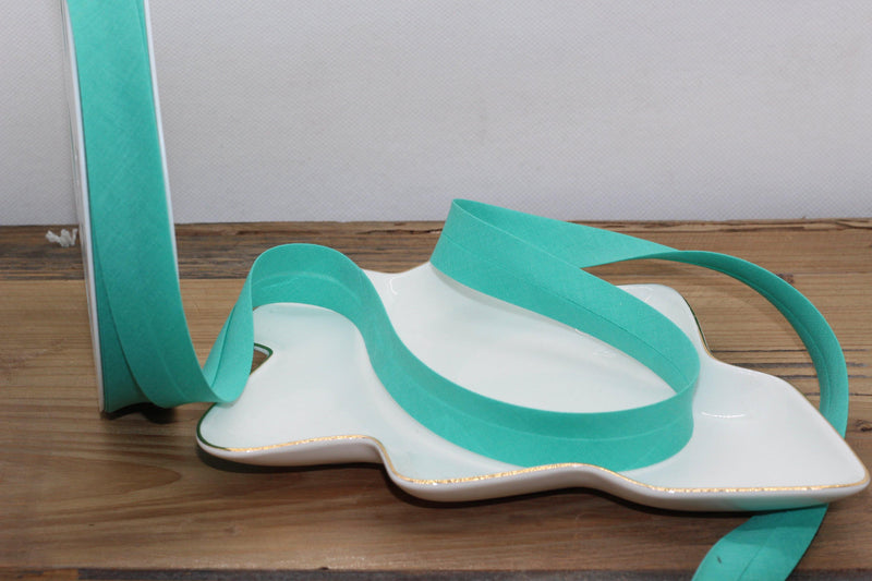 Biais Polycoton uni Turquoise 20mm COL: 854 - L'atelier de Gaspard et Léonie