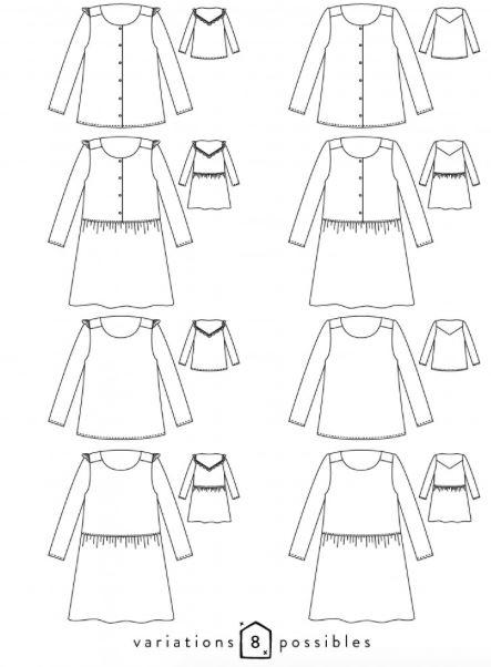 Blouse ou Robe femme VERTIGE Patron de couture pochette - L'atelier de Gaspard et Léonie