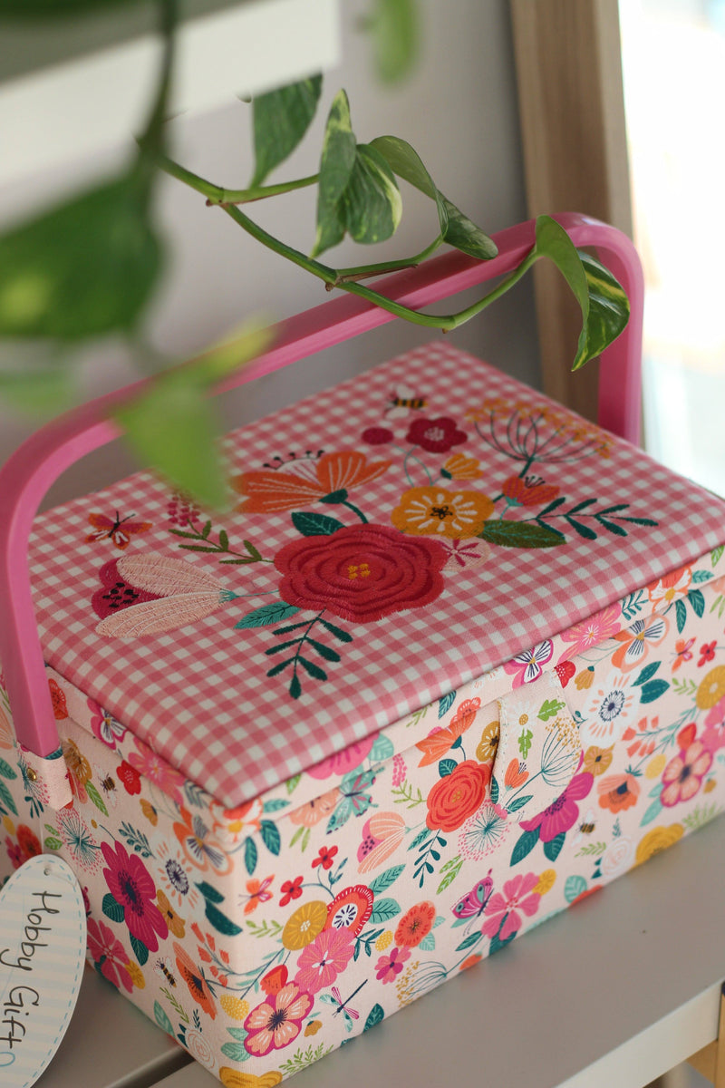 Boite à couture Moyen Modèle -Folk Rose Brodée (MM) Mercerie Sélection Gaspard & Léonie | Gaspard et Léonie Tissus Mercerie Toulouse