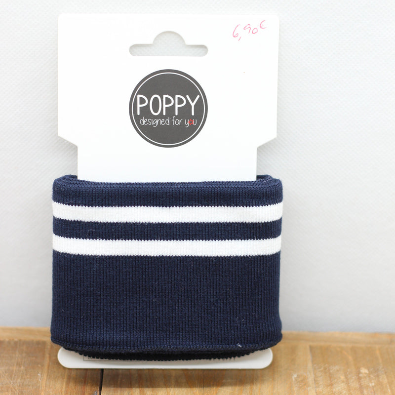 Bord Côte - Bleu marine / Blanc (Vendu x10cm) Tissus POPPY Designed For You | Gaspard et Léonie Tissus Mercerie Toulouse