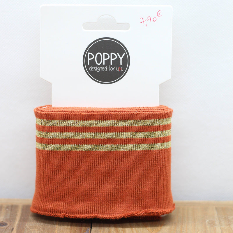 Bord Côte - Marron cuivré / Or doré (Vendu x10cm) Tissus POPPY Designed For You | Gaspard et Léonie Tissus Mercerie Toulouse