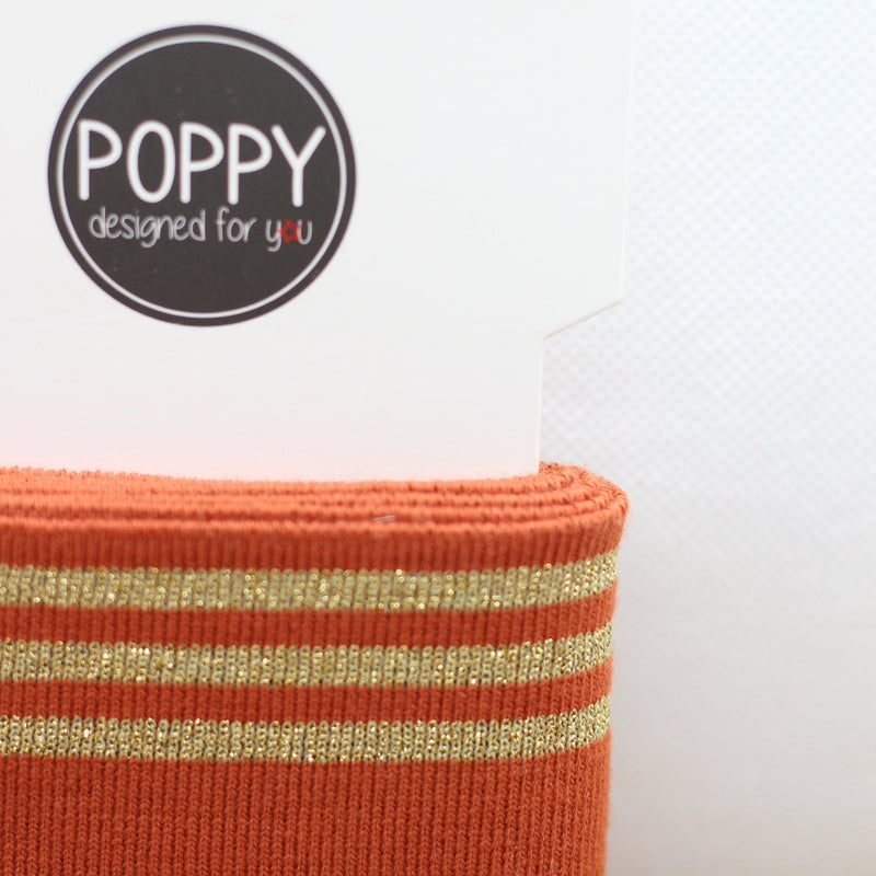 Bord Côte - Marron cuivré / Or doré (Vendu x10cm) Tissus POPPY Designed For You | Gaspard et Léonie Tissus Mercerie Toulouse