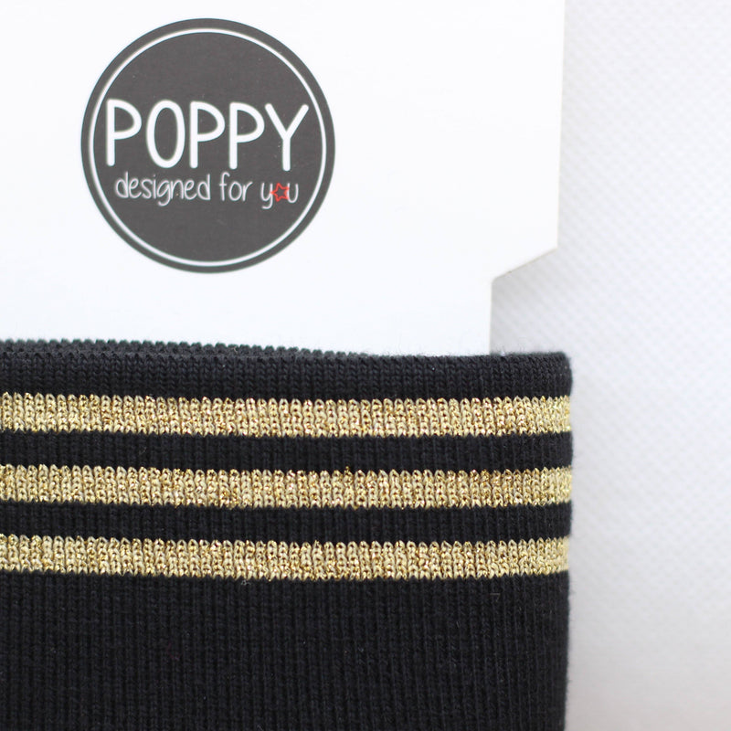 Bord Côte - Noir / Or doré (Vendu x10cm) Tissus POPPY Designed For You | Gaspard et Léonie Tissus Mercerie Toulouse