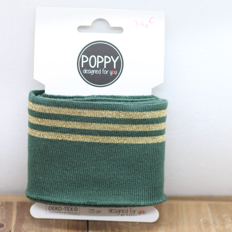 Bord Côte - Vert kaki / Or doré (Vendu x10cm) Tissus POPPY Designed For You | Gaspard et Léonie Tissus Mercerie Toulouse