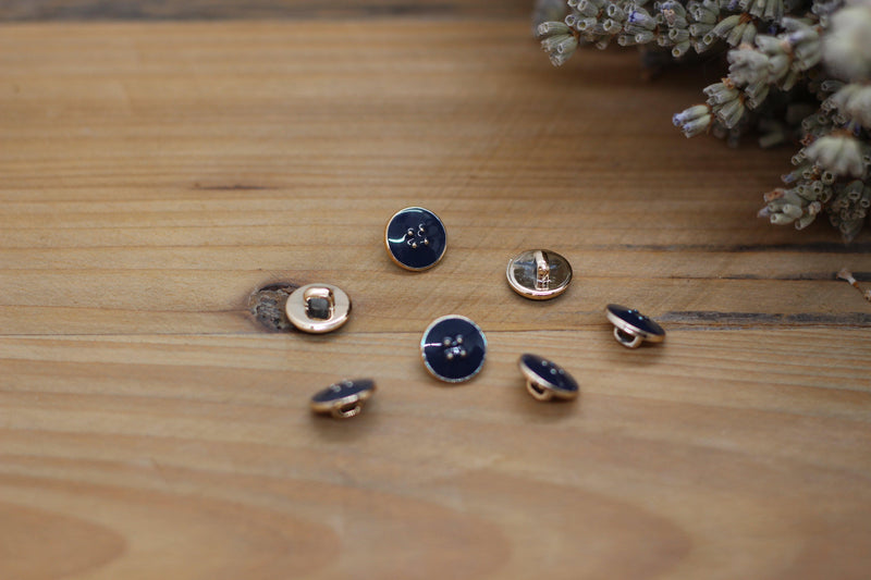 Bouton Emaillé VIC bleu marine - L'atelier de Gaspard et Léonie