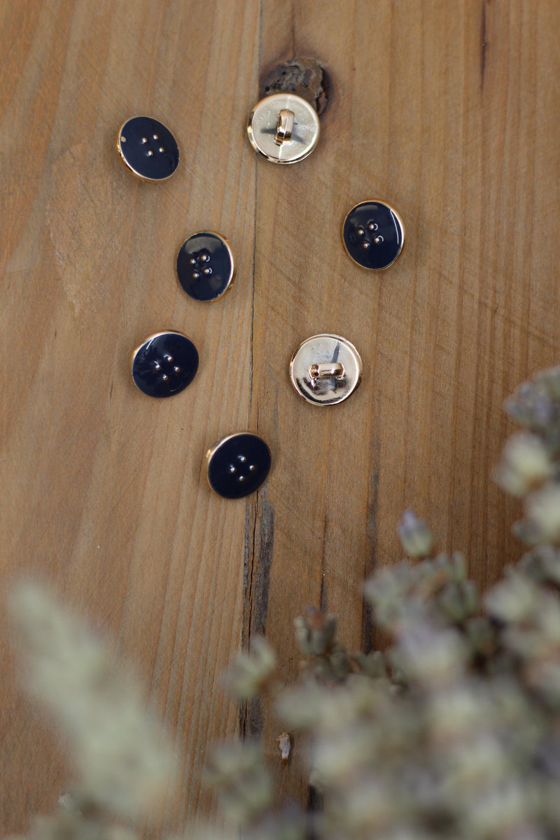 Bouton Emaillé VIC bleu marine - L'atelier de Gaspard et Léonie