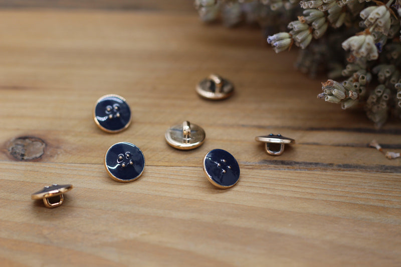 Bouton Emaillé VIC bleu marine - L'atelier de Gaspard et Léonie