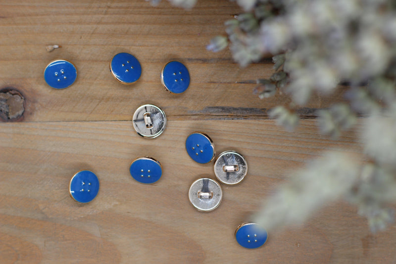 Bouton Emaillé VIC Bleu turquoise - L'atelier de Gaspard et Léonie